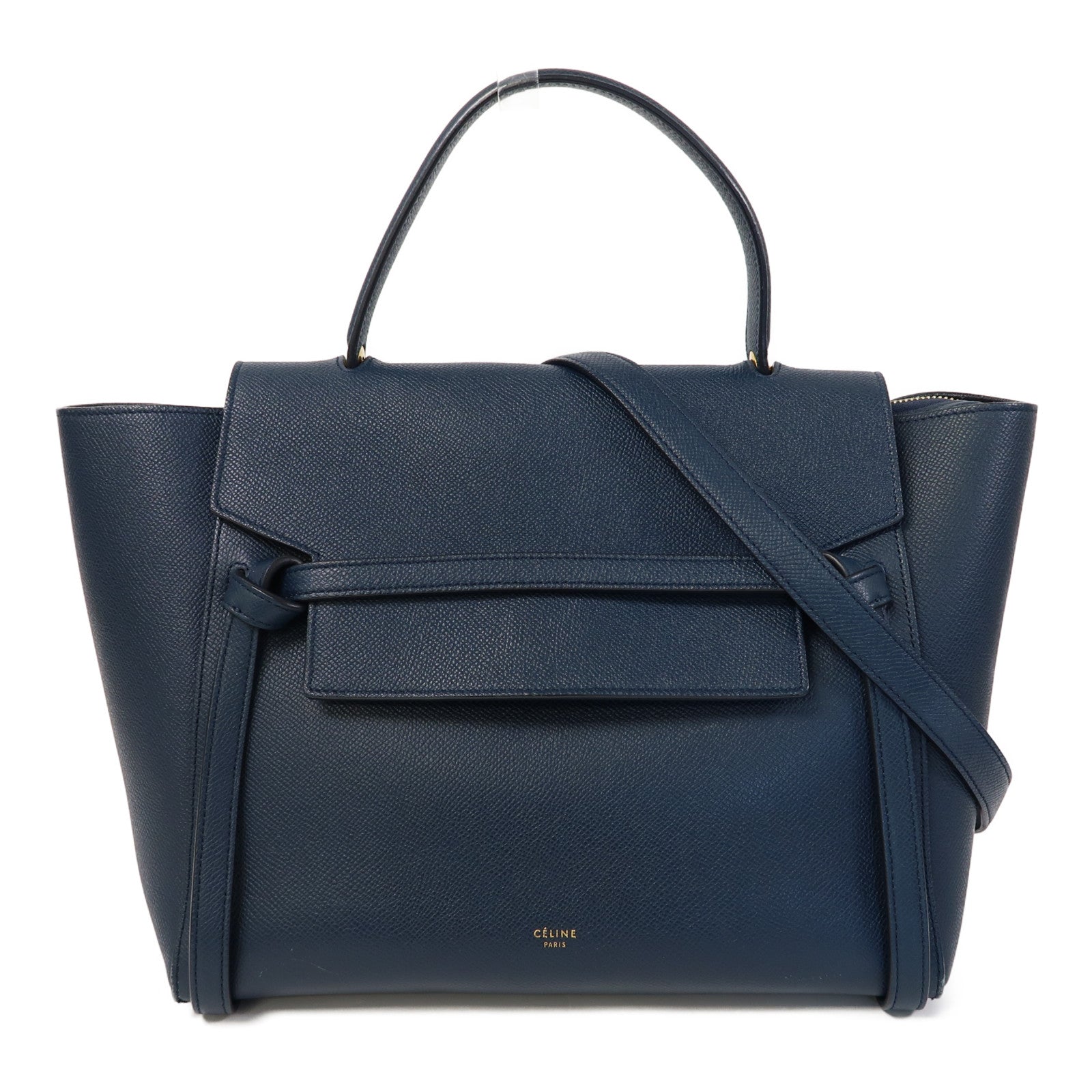 CELINE 牛皮皮革Belt Bag金扣手挽肩背兩用袋藍色