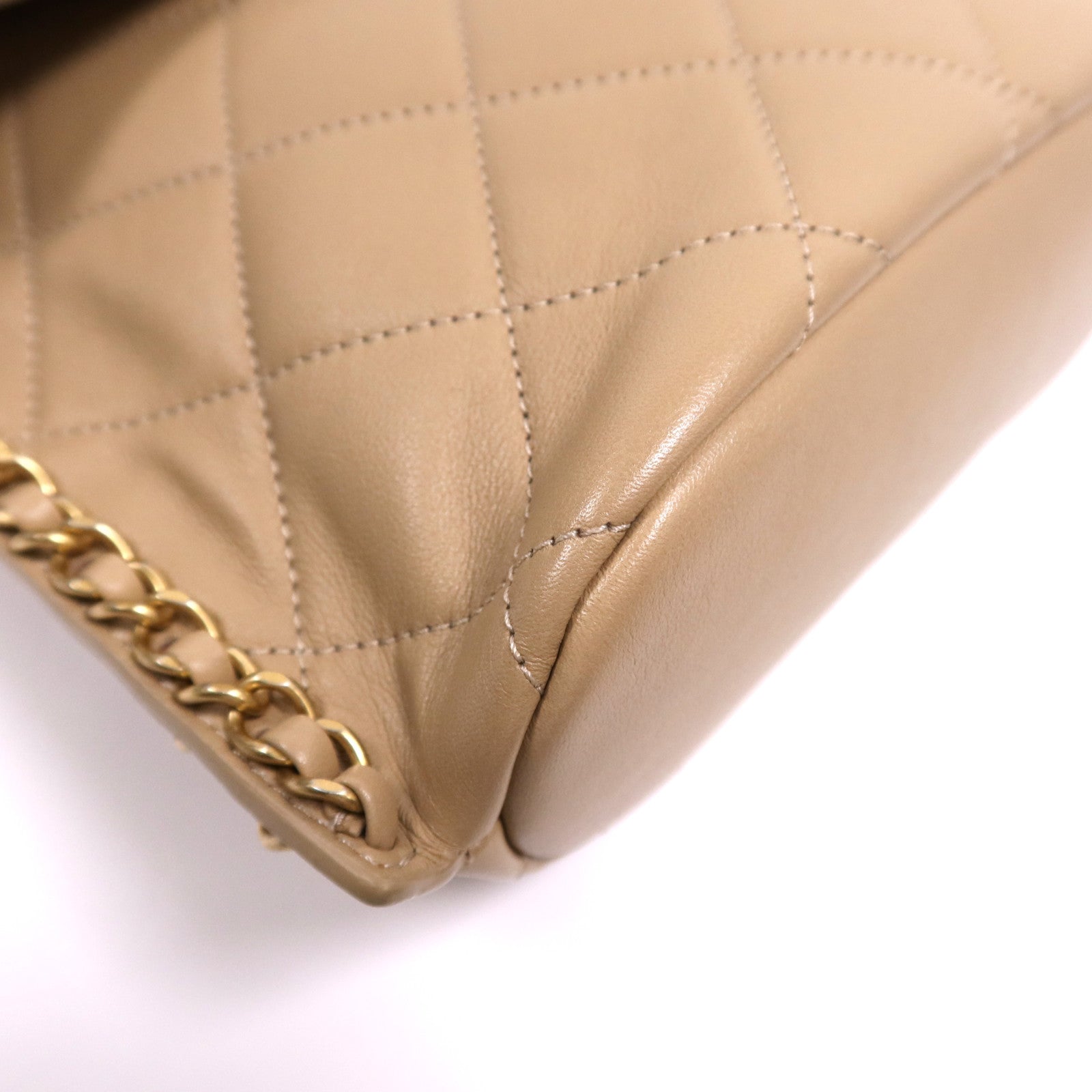 CHANEL 牛皮皮革Chain Shoulder Bag金扣鏈帶肩背袋