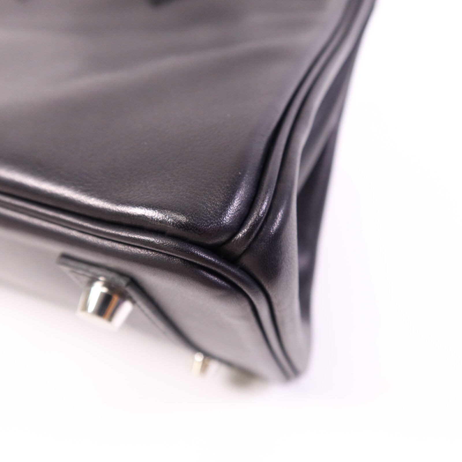 HERMES Volupto皮革Birkin 25銀扣手挽袋Noir