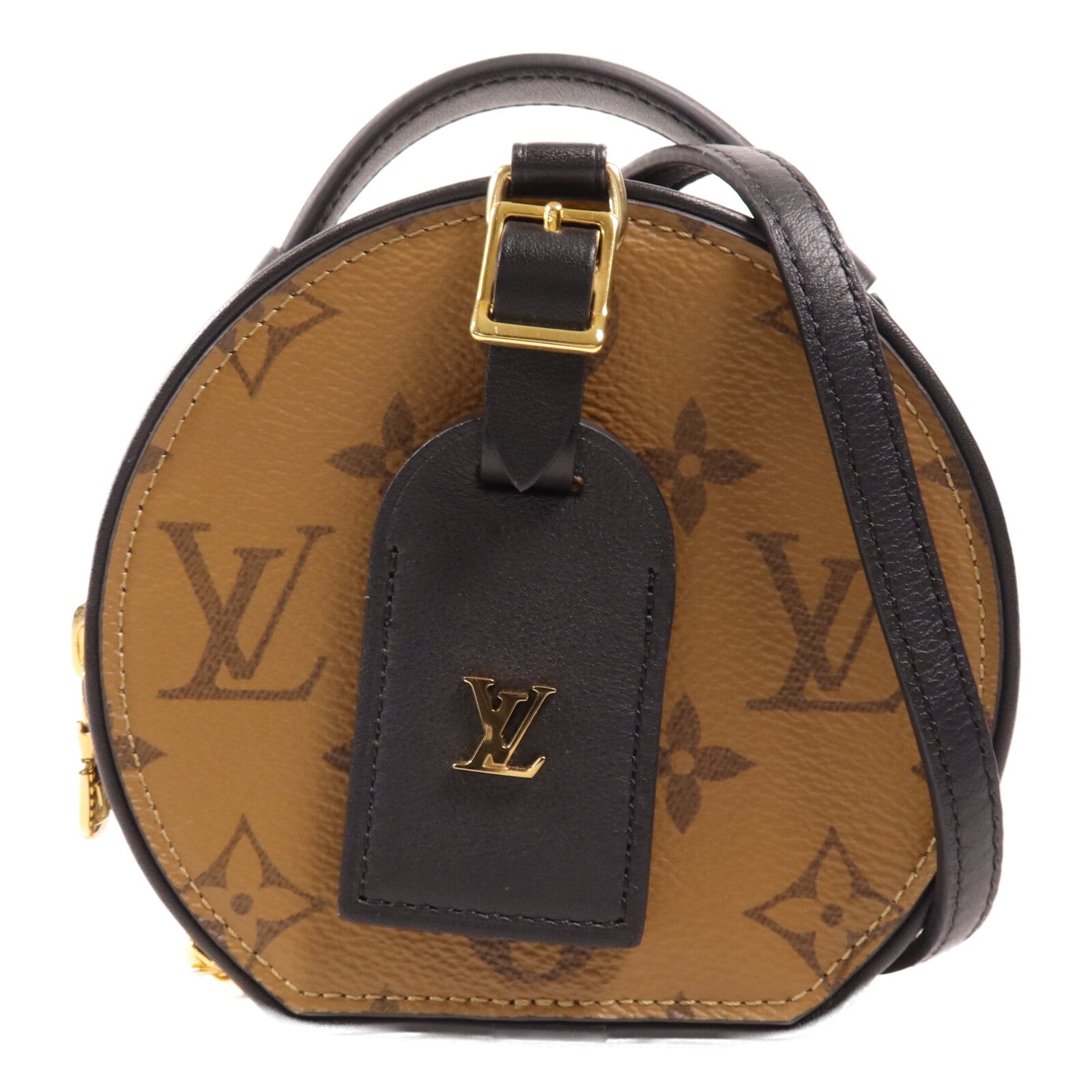 LOUIS VUITTON Monogram Reverse Mini Boite Chapeau金扣手挽肩背兩用袋