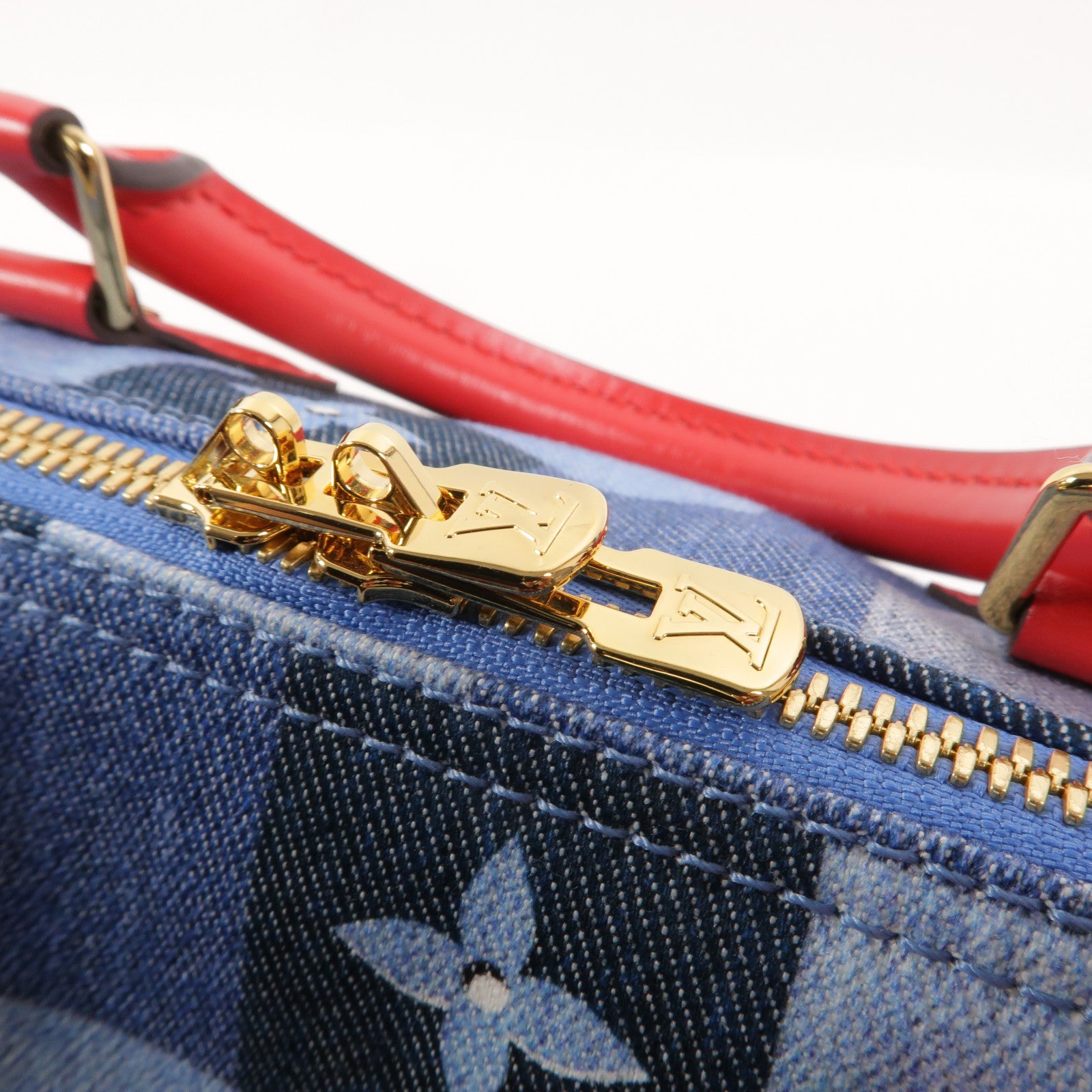 LOUIS VUITTON Monogram Denim Speedy Bandouliere 30金扣手挽肩背兩用袋