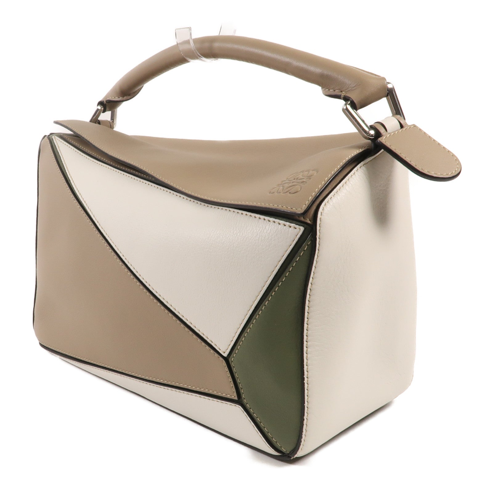 LOEWE 牛皮皮革Puzzle Medium銀扣手挽肩背兩用袋