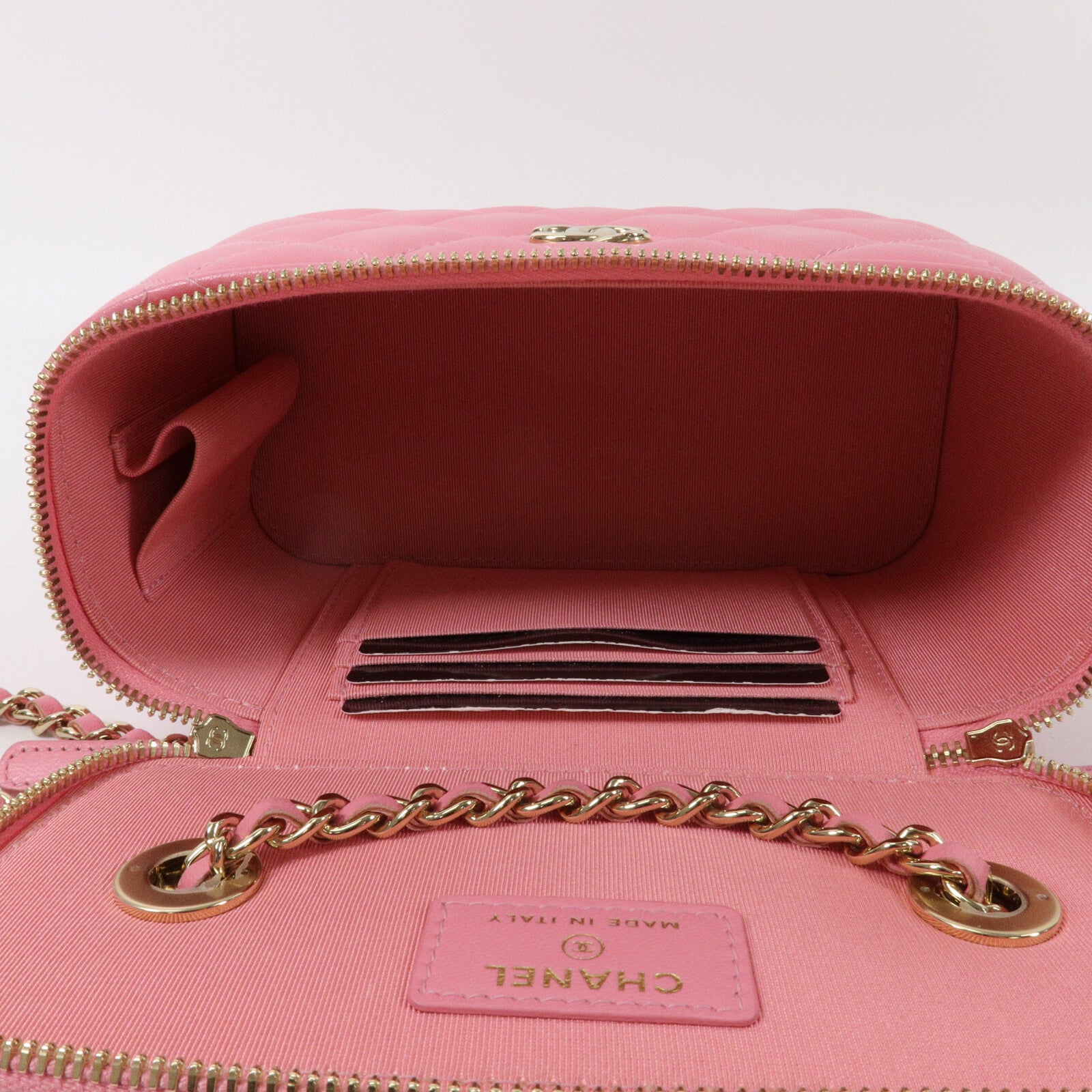 CHANEL 羊皮皮革Vanity Case鏈帶肩背袋