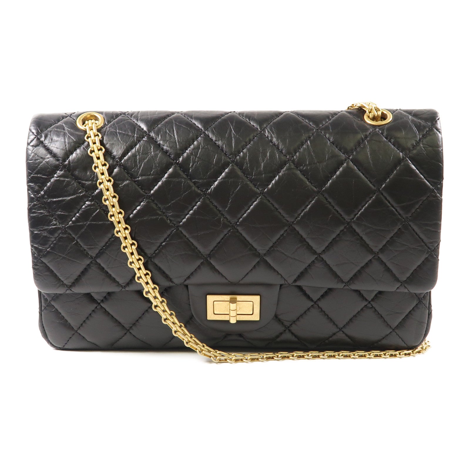 CHANEL 牛皮皮革2.55金扣鏈帶肩背袋