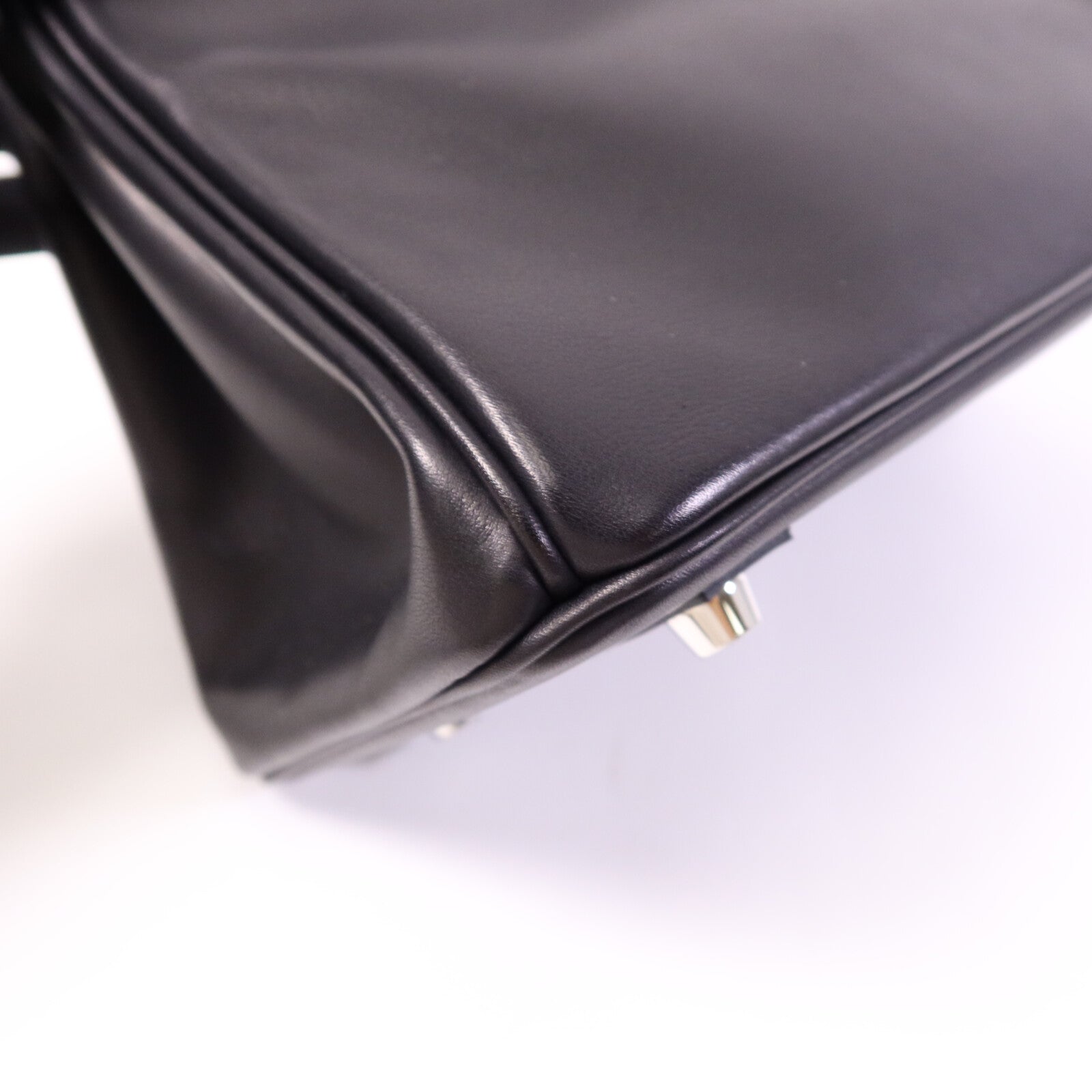 HERMES Volupto皮革Birkin 25銀扣手挽袋Noir