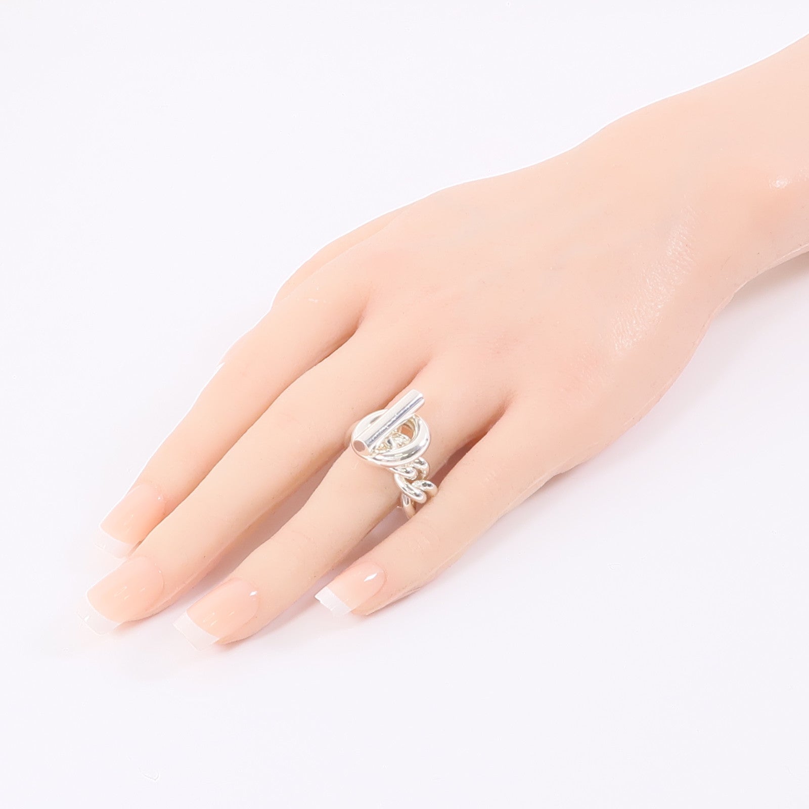 HERMES 925純銀Croisette Ring戒指US#4.5