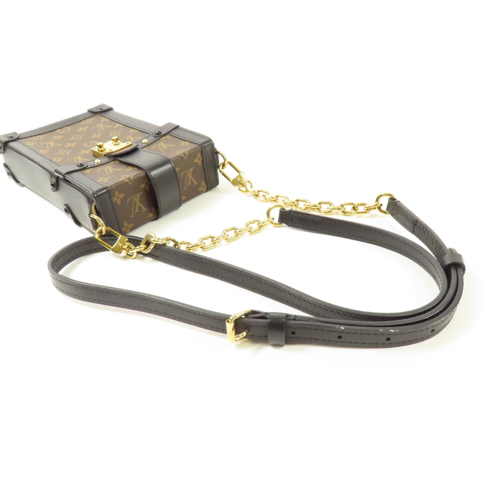 LOUIS VUITTON LV GHW Pochette Trunk Vertical Shoulder Bag Monogram M63913 Brown