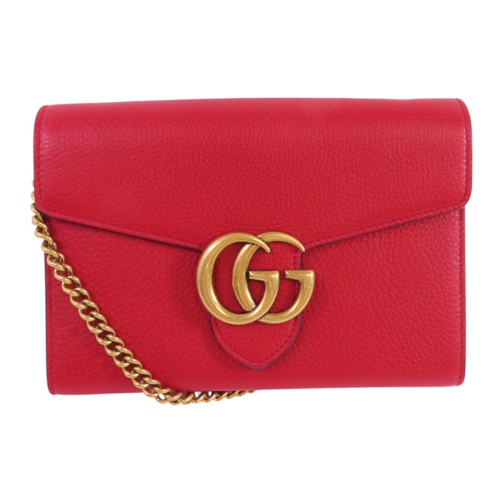 GUCCI 牛皮皮革GG Marmont Chain Wallet金扣鏈帶肩背袋