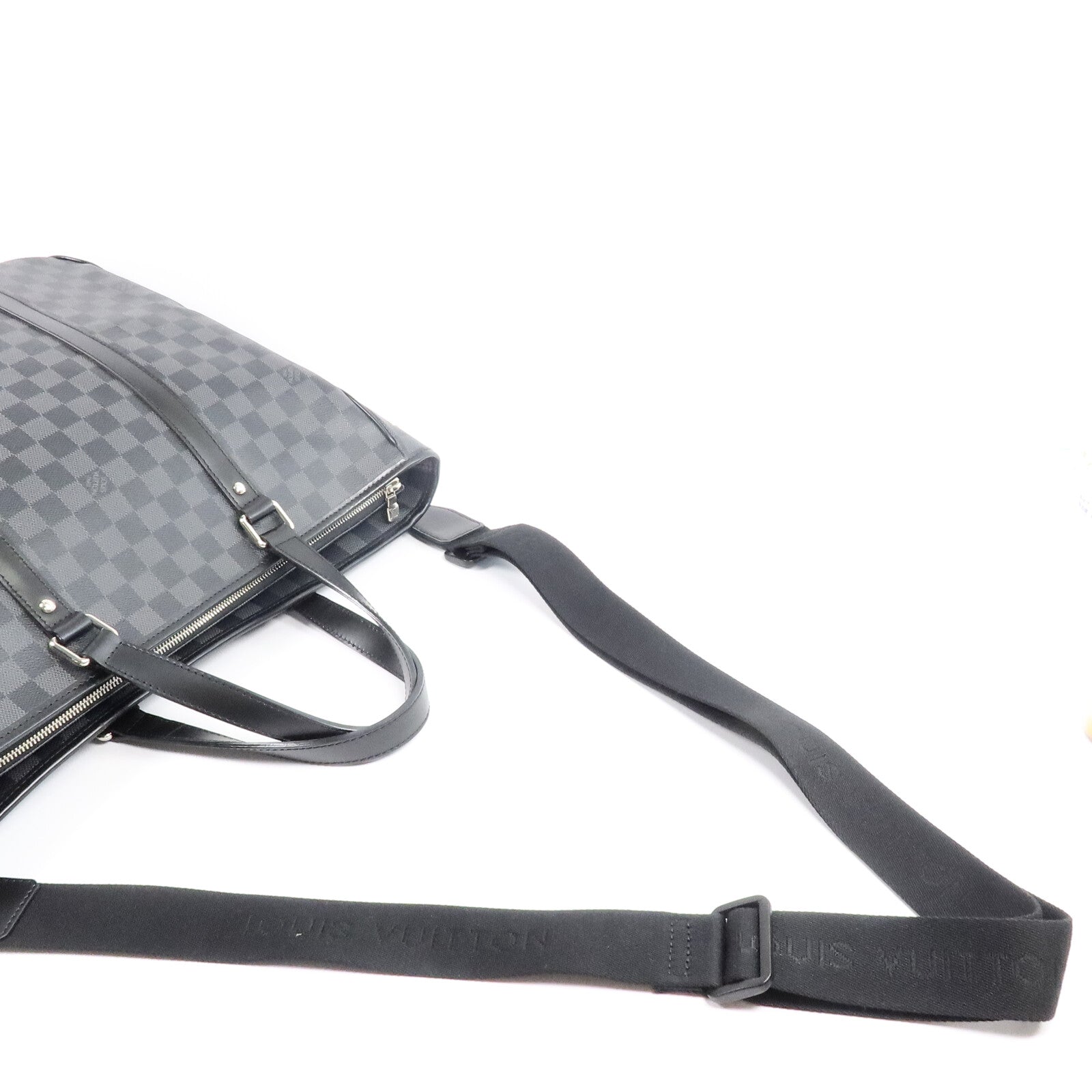 LOUIS VUITTON Damier Graphite Tadao MM銀扣手挽肩背兩用袋