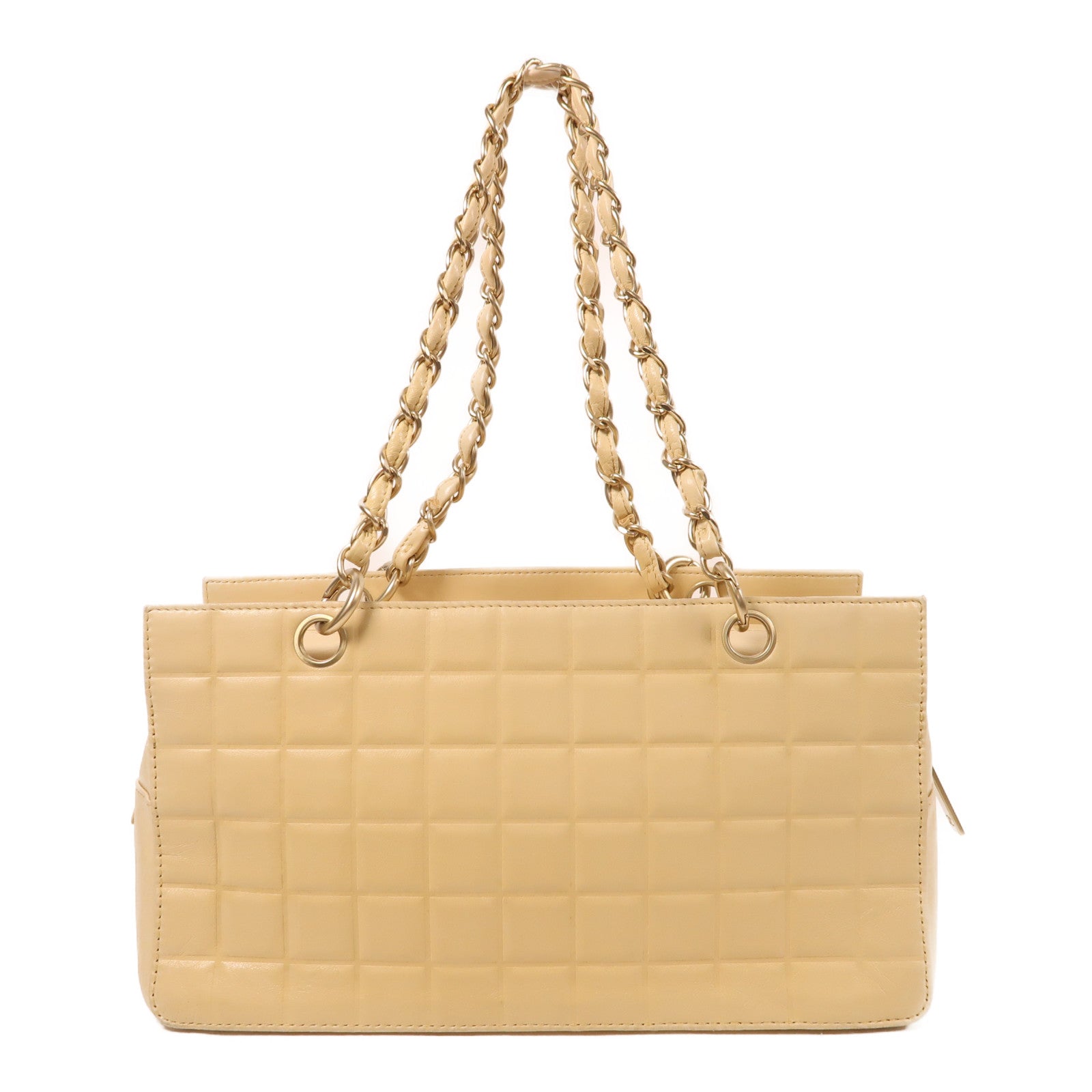 CHANEL 牛皮皮革Chocolate Bar Shoulder Bag金扣鏈帶肩背袋