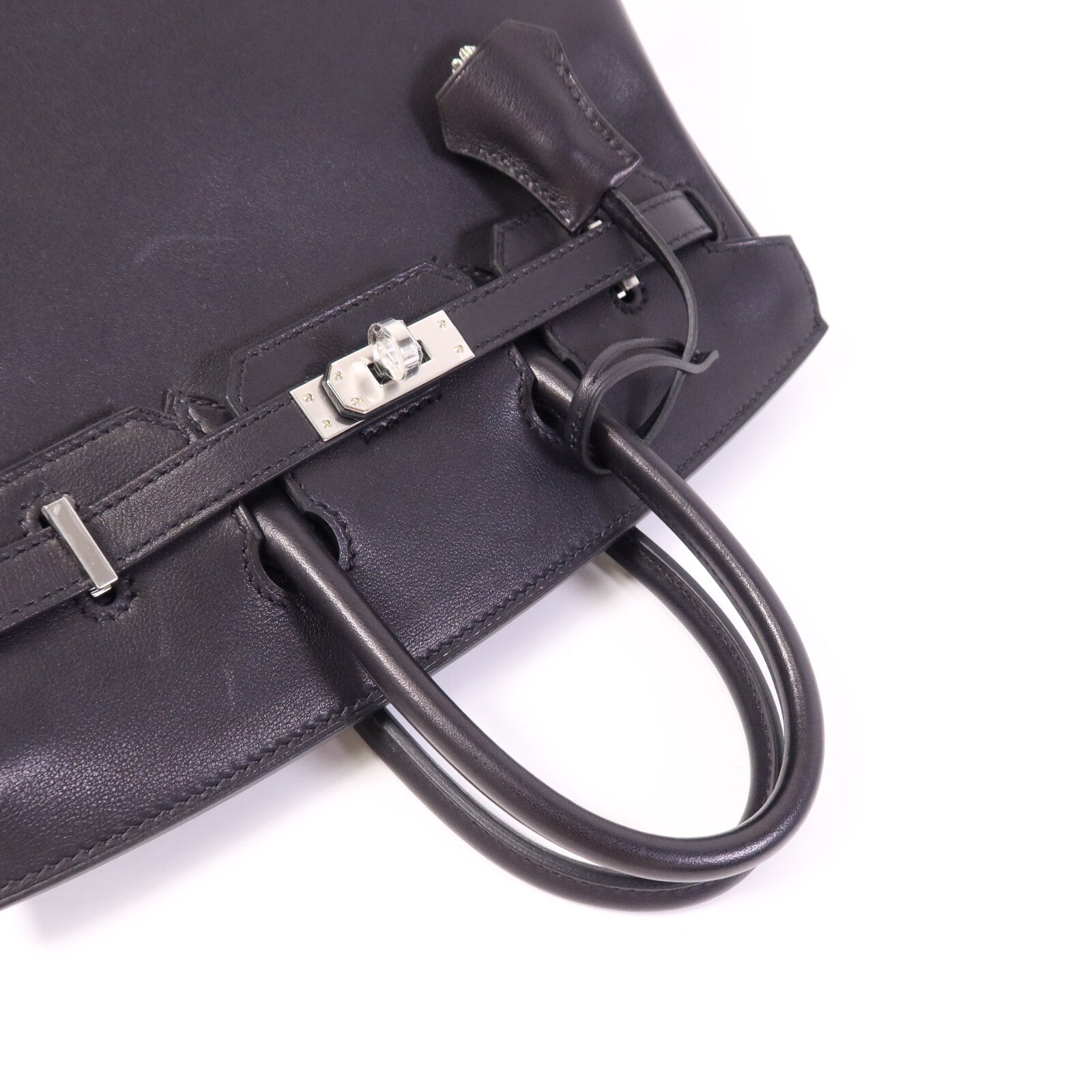 HERMES Volupto皮革Birkin 25銀扣手挽袋Noir