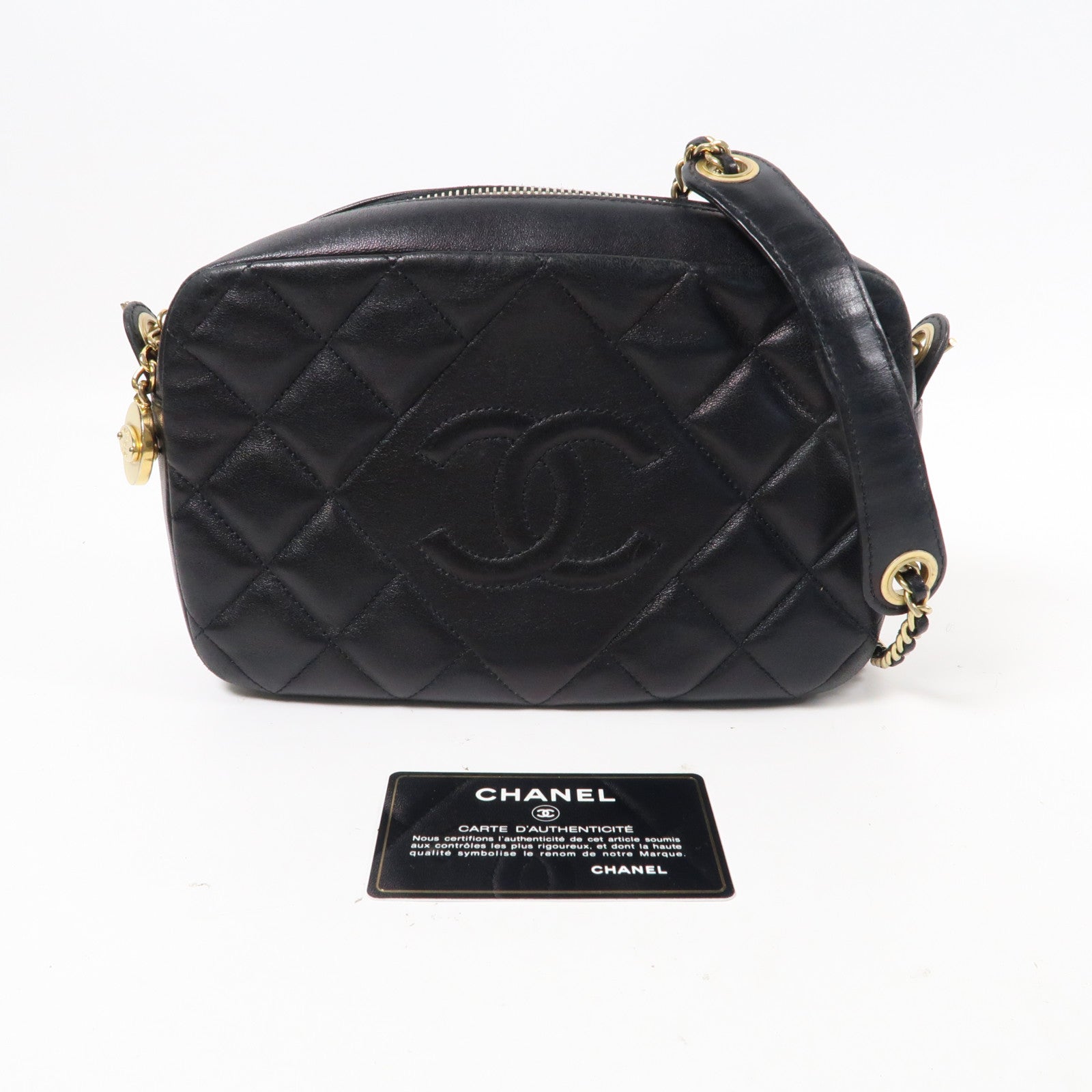 CHANEL 【激減優惠】菱格羊皮皮革Chain Shoulder Bag金扣鏈帶肩背袋黑色