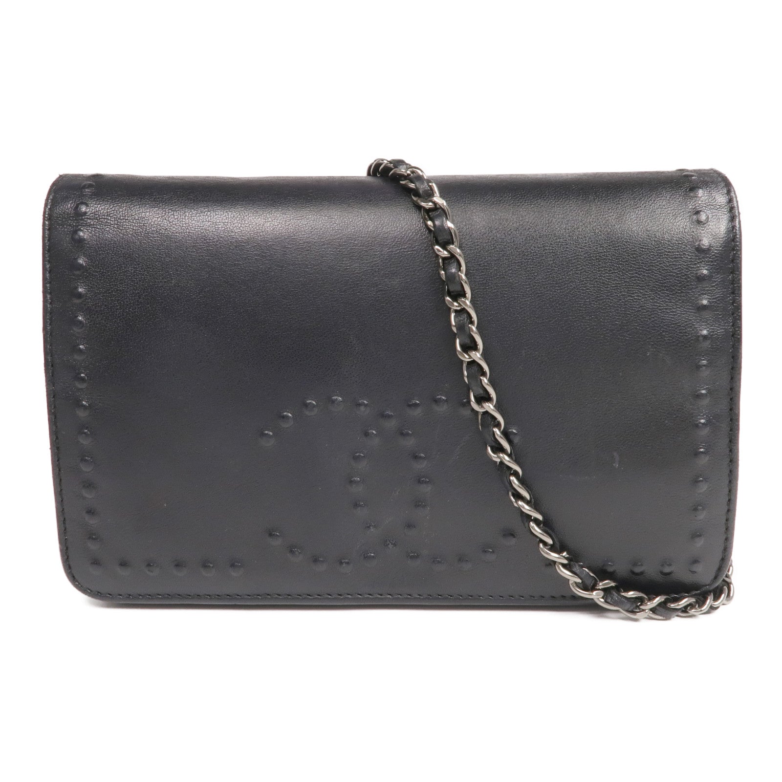 CHANEL 羊皮皮革WOC Wallet On Chain銀扣鏈帶肩背袋