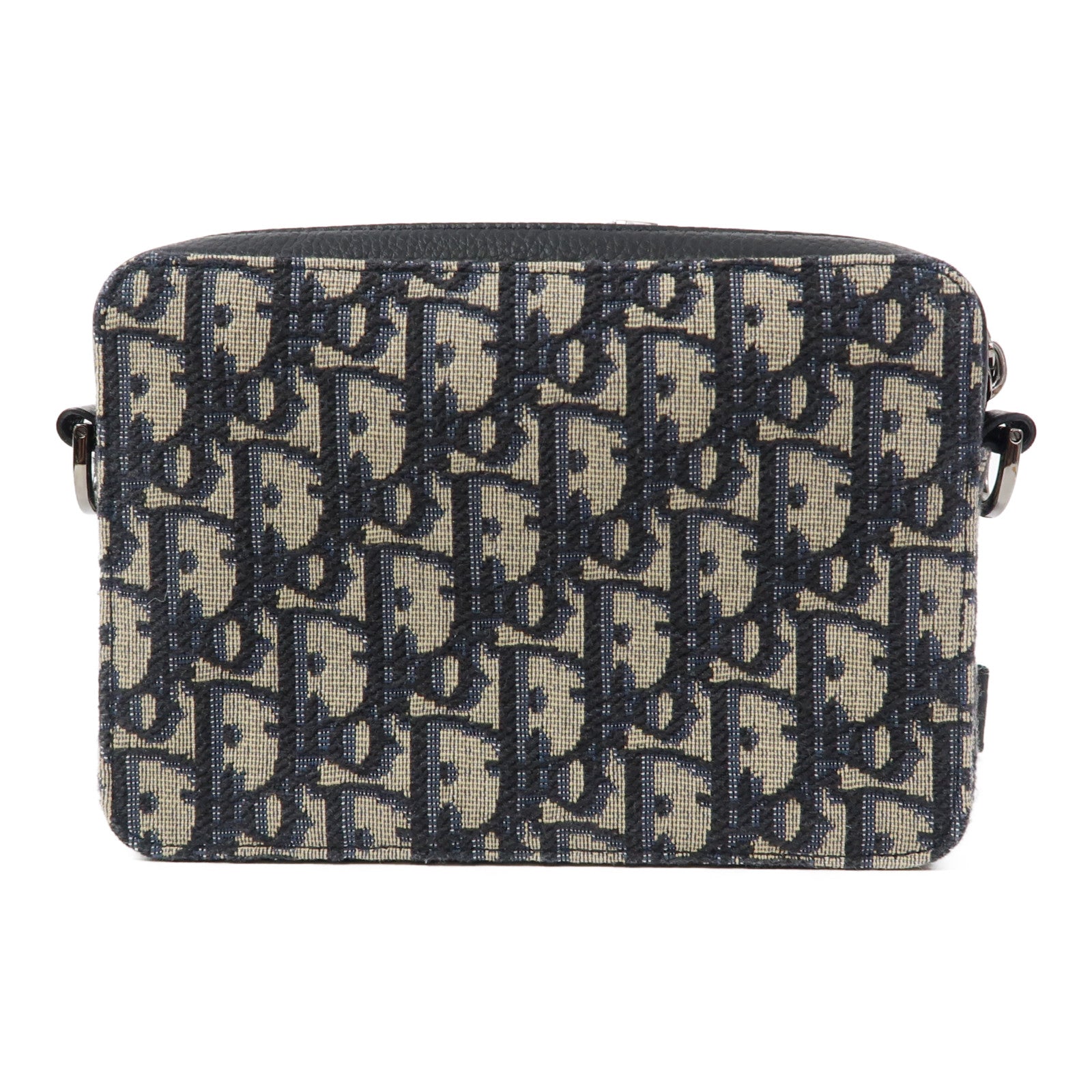 Dior 帆布Zipped Pouch with Strap銀扣肩背袋黑色