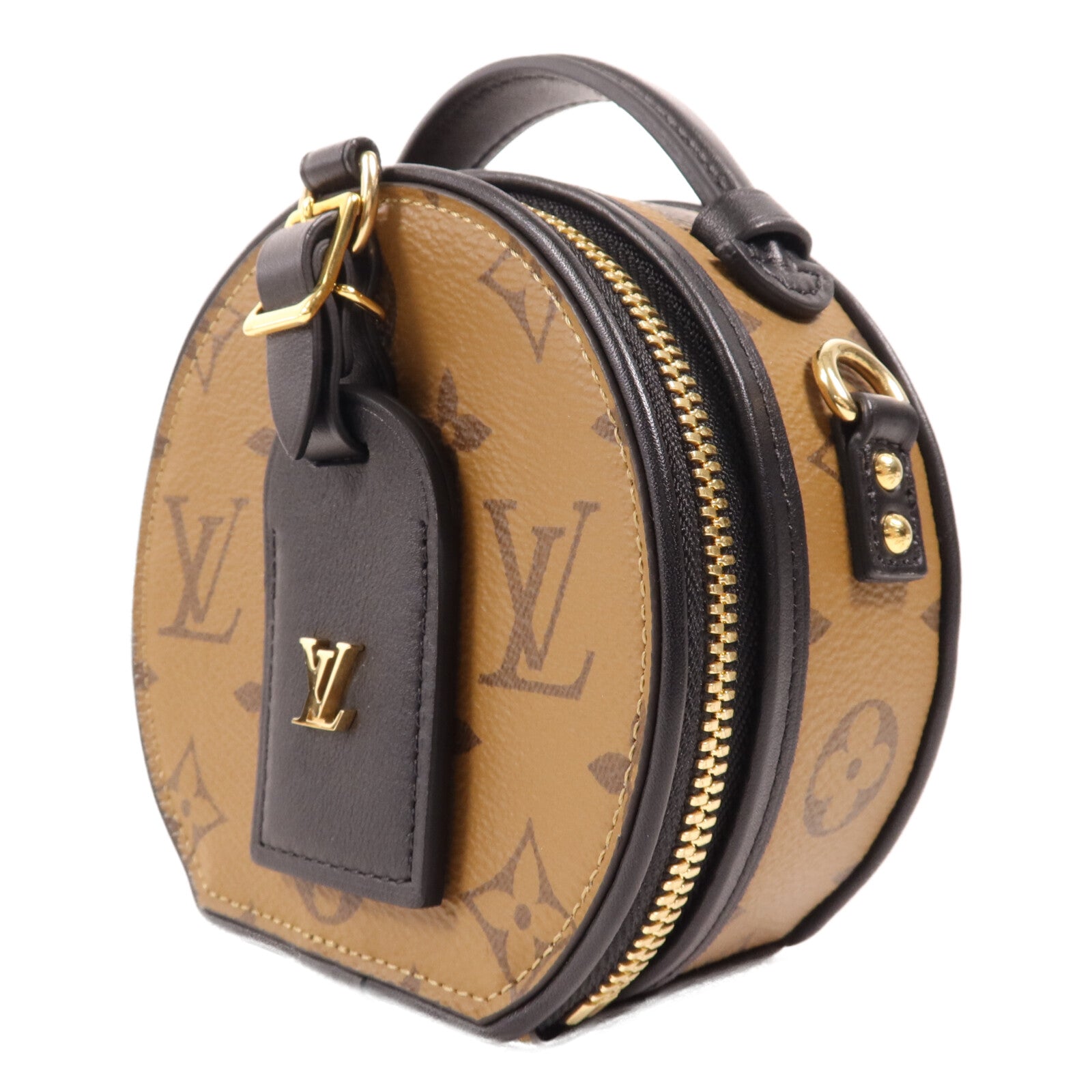 LOUIS VUITTON Monogram Reverse Mini Boite Chapeau金扣手挽肩背兩用袋