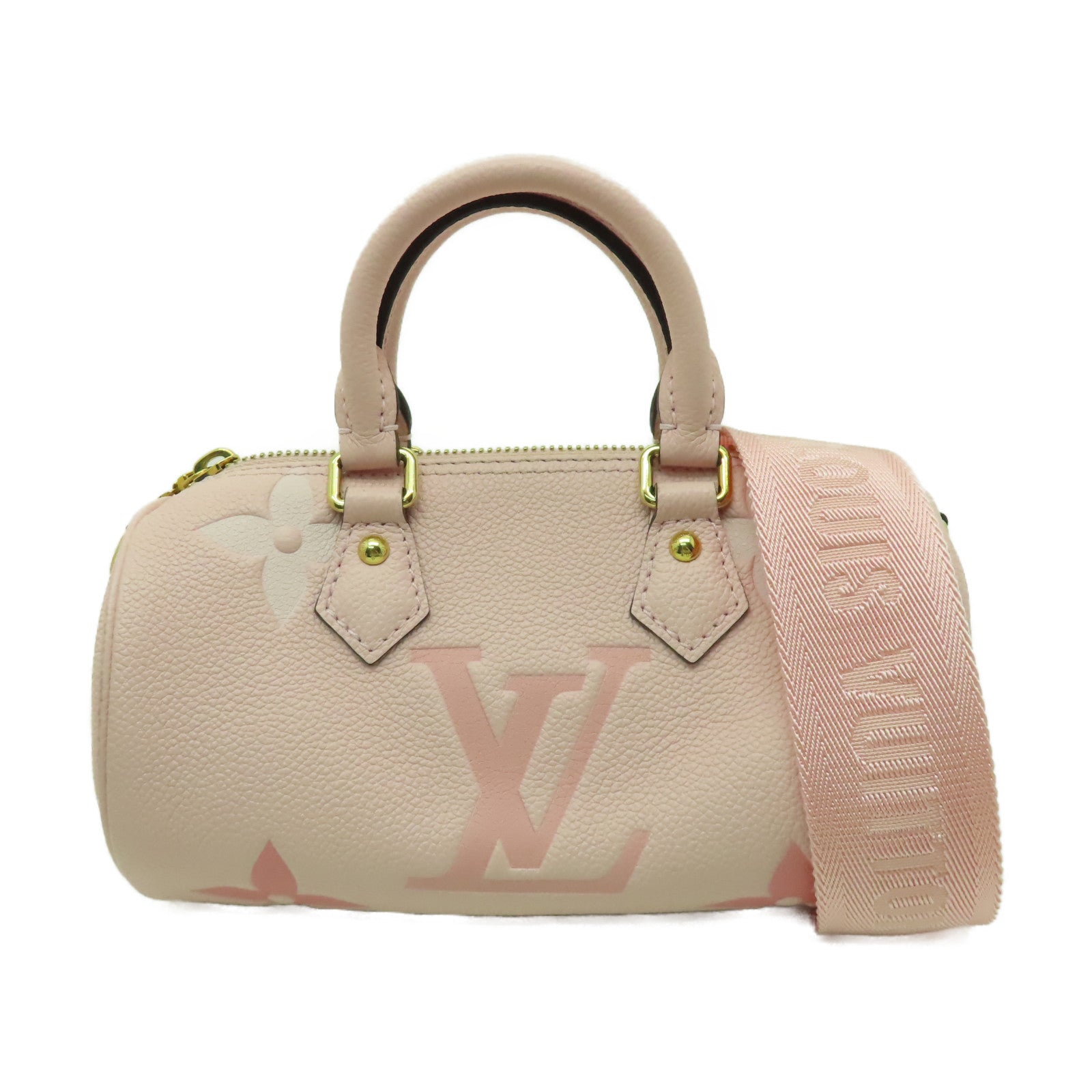 LOUIS VUITTON 【激減優惠】Monogram Empreinte Papillon BB金扣手挽肩背兩用袋粉紅色