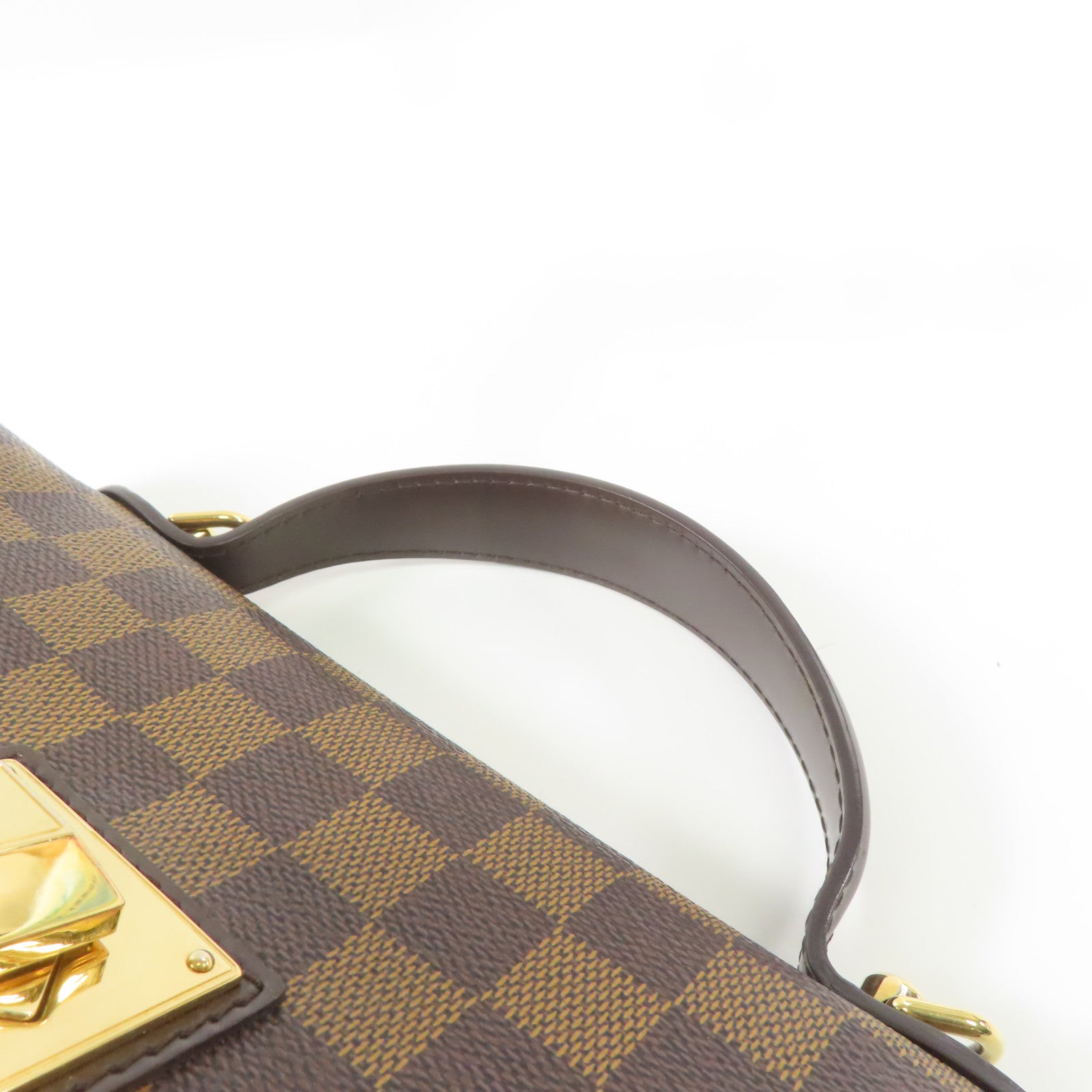 LOUIS VUITTON Damier Bergamo MM金扣手挽袋啡色