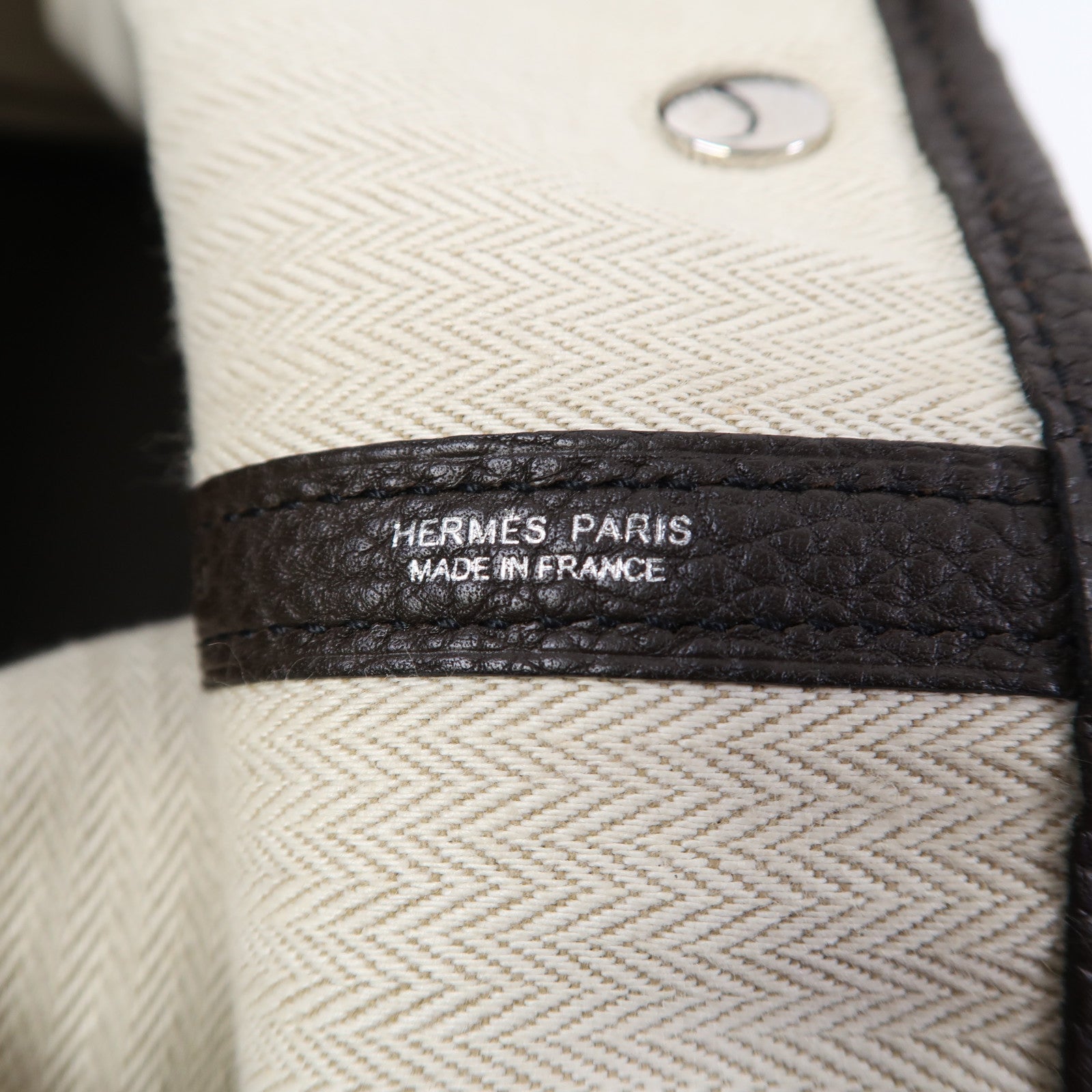 HERMES Negonda皮革Garden Party PM銀扣手挽袋巧克力色