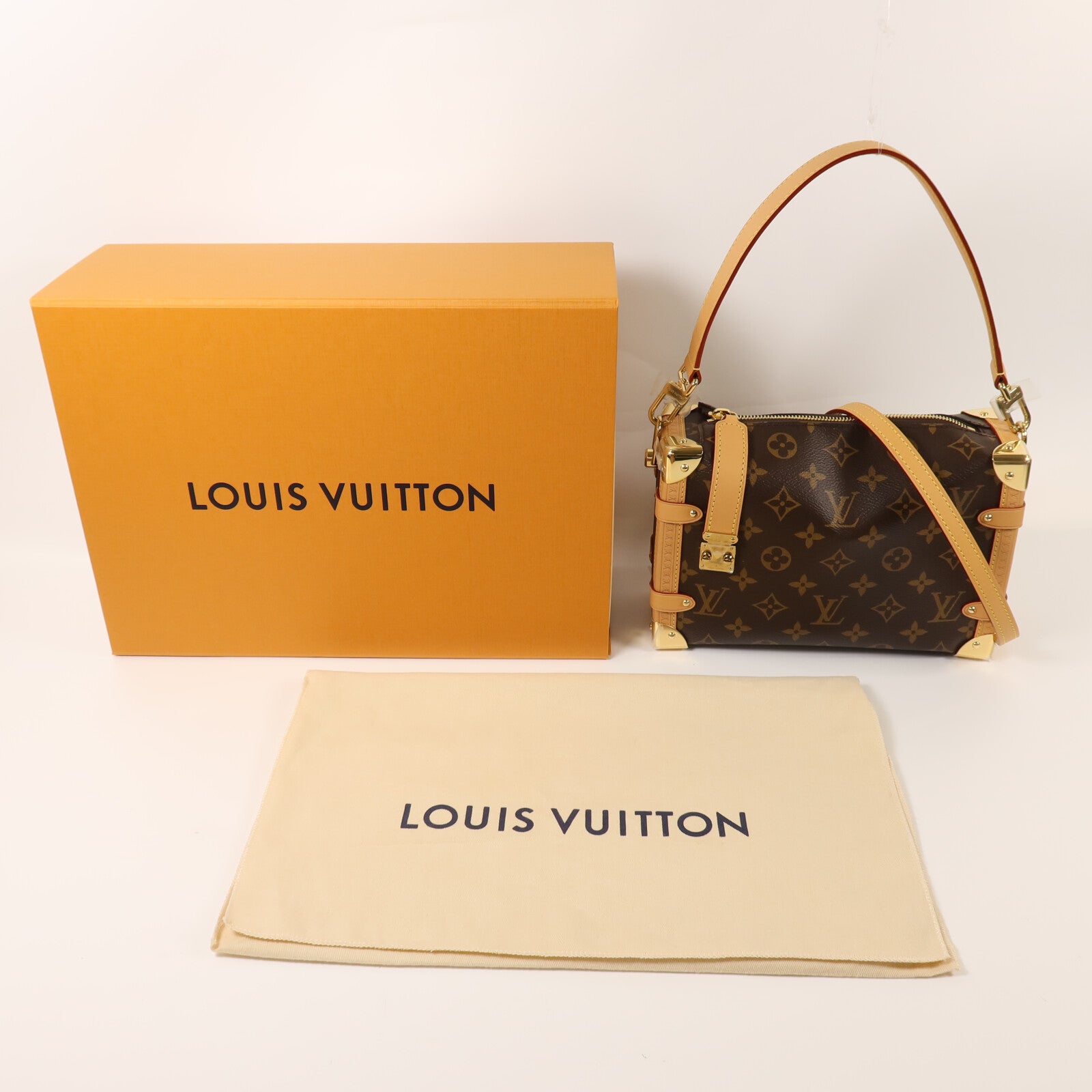 LOUIS VUITTON Monogram Side Trunk PM金扣手挽肩背兩用袋