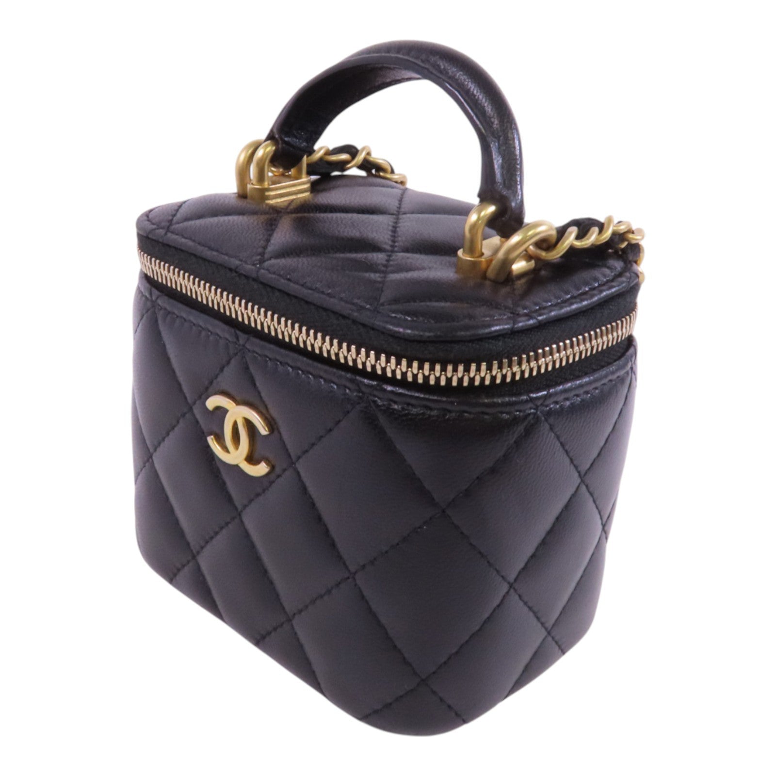 CHANEL 【激減優惠】羊皮皮革Mini Vanity Case金扣鏈帶肩背袋