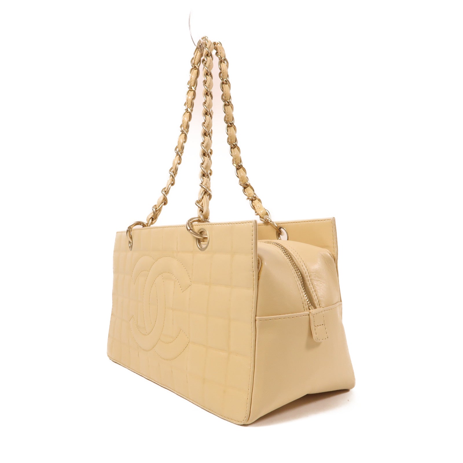 CHANEL 牛皮皮革Chocolate Bar Shoulder Bag金扣鏈帶肩背袋