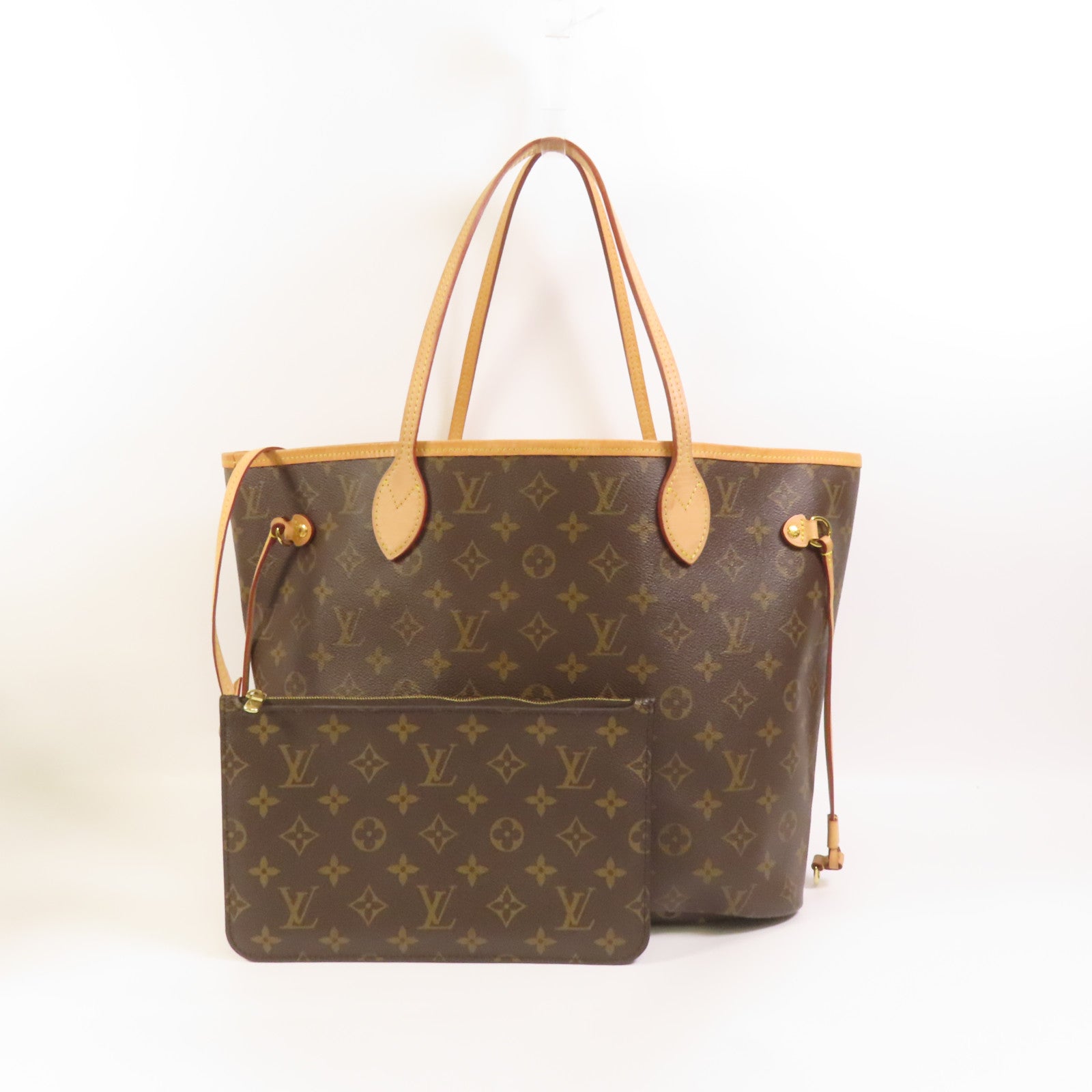 LOUIS VUITTON Monogram Neverfull MM金扣肩背袋手挽袋