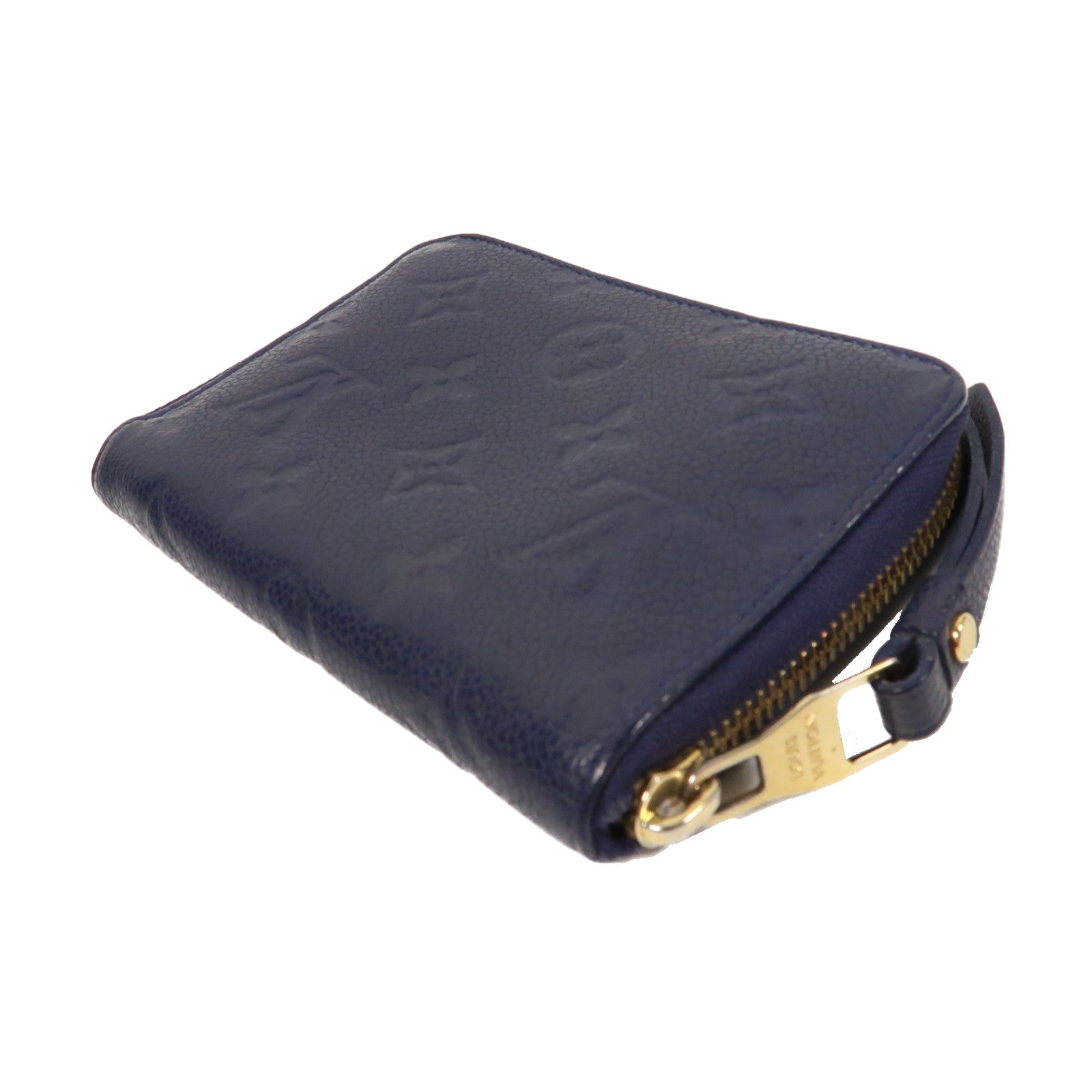 LOUIS VUITTON Monogram Empreinte Secret Compact Wallet金扣拉鍊錢包深藍色