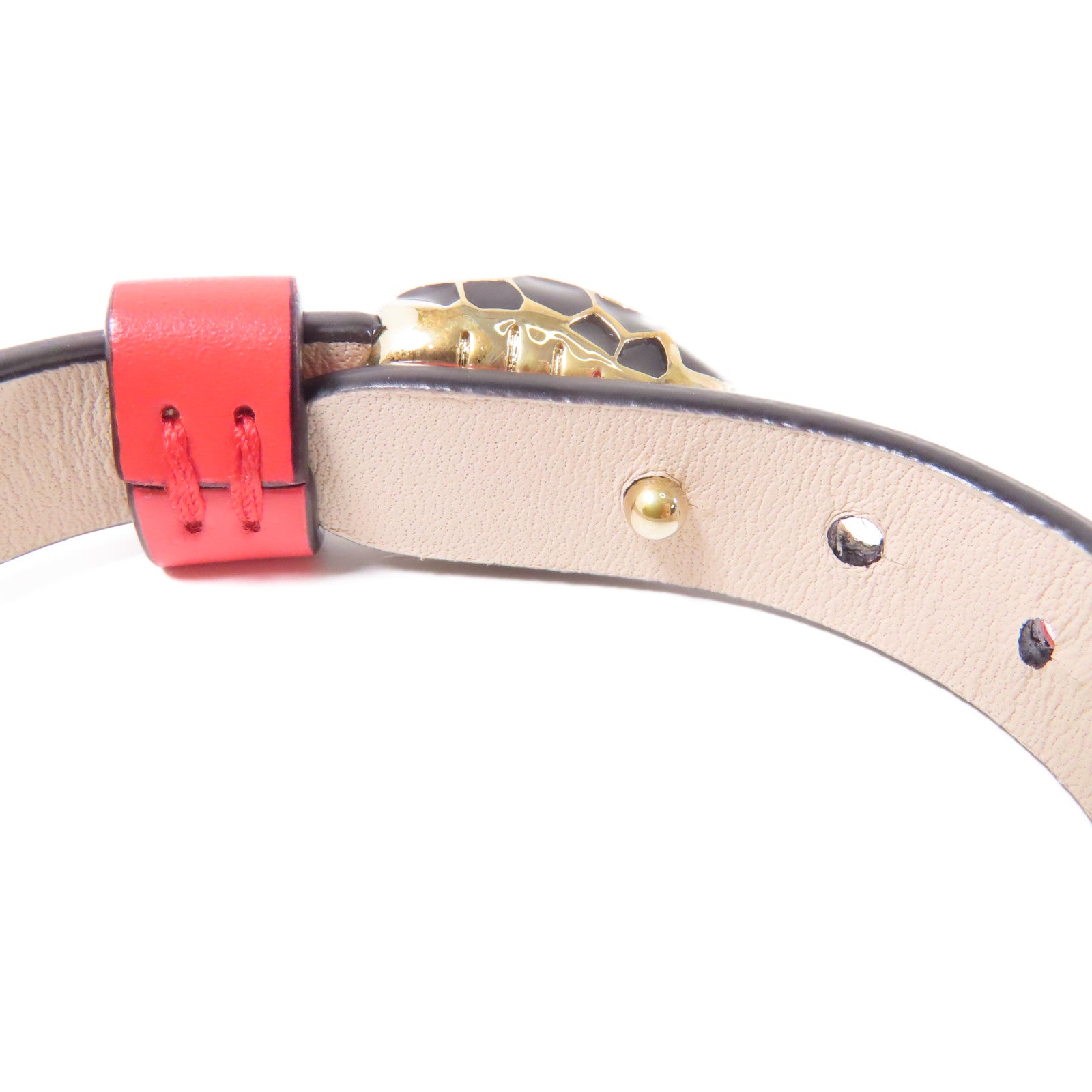 BVLGARI 牛皮皮革Bracelet手鐲紅色