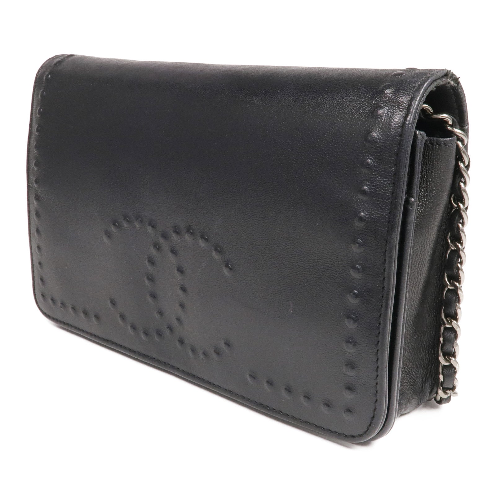 CHANEL 羊皮皮革WOC Wallet On Chain銀扣鏈帶肩背袋
