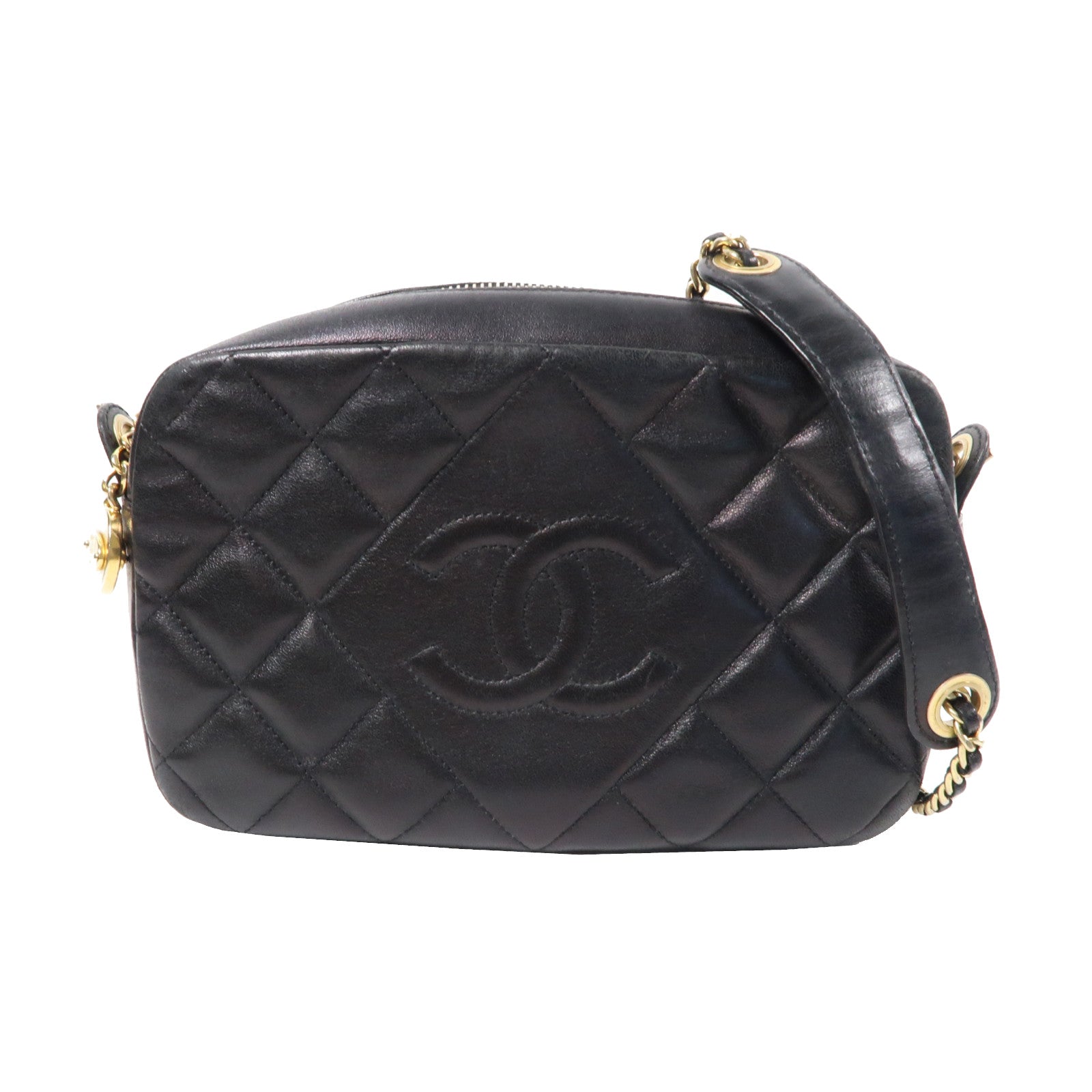 CHANEL 【激減優惠】菱格羊皮皮革Chain Shoulder Bag金扣鏈帶肩背袋黑色
