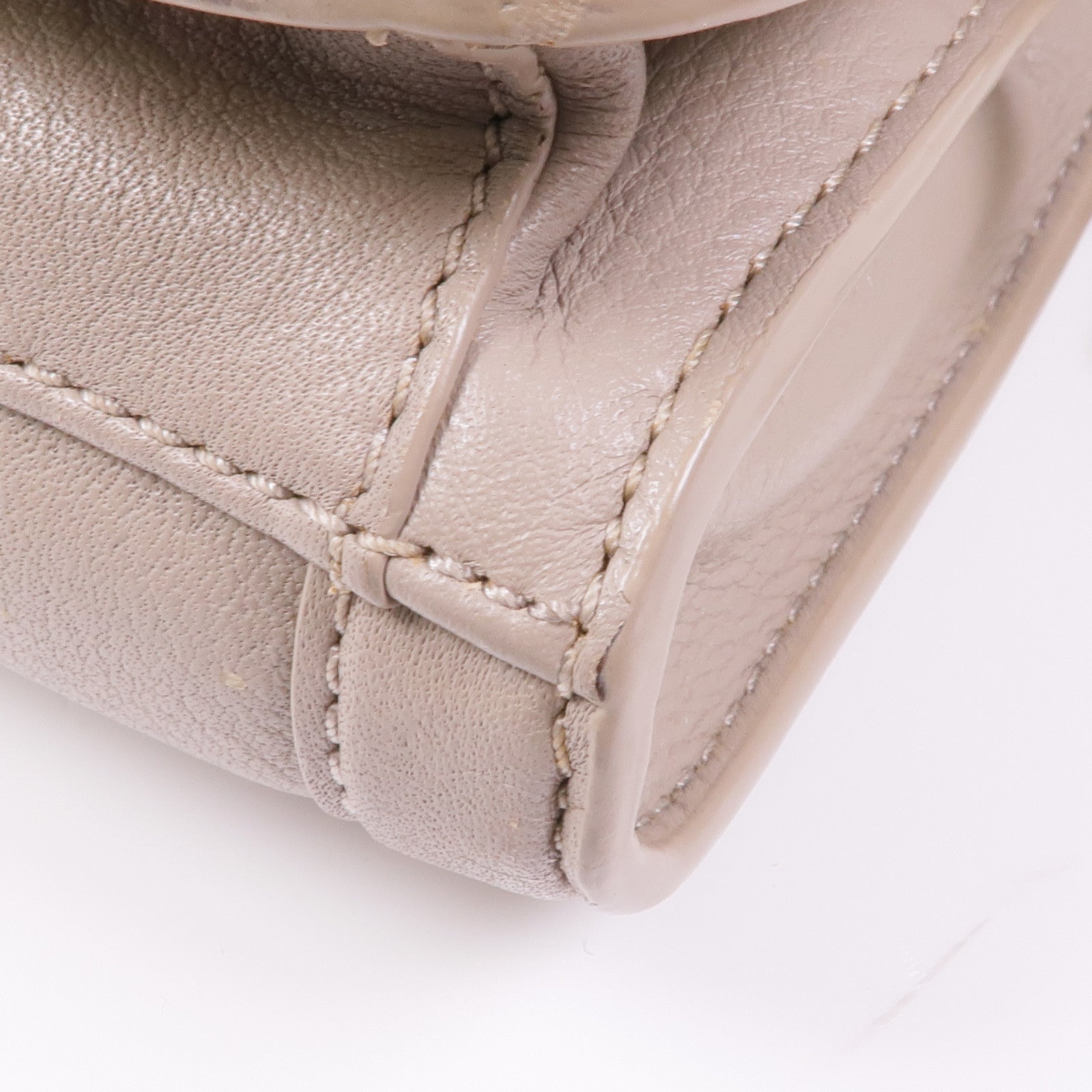 TORY BURCH GHW Shoulder Bag Calfskin Leather Grey