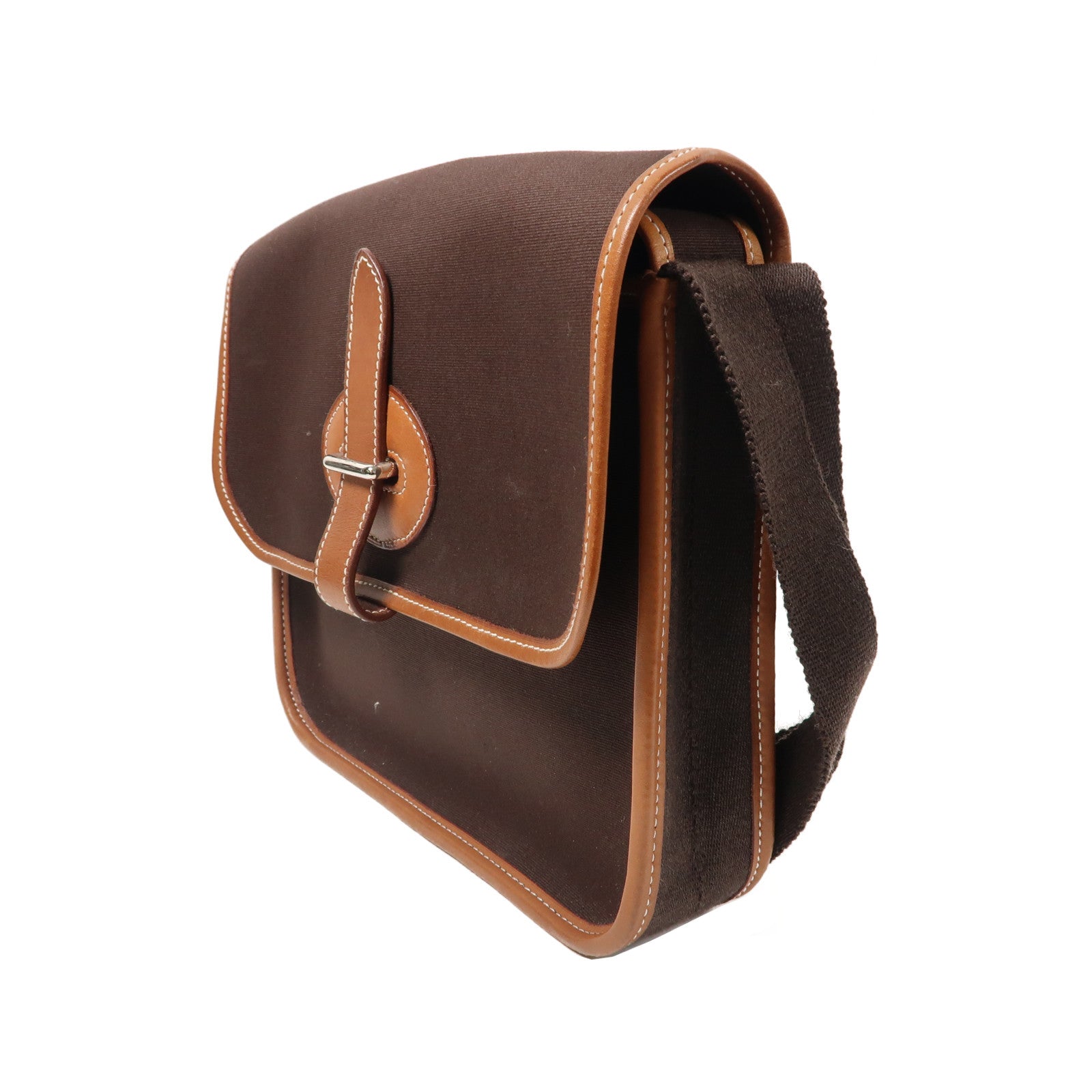 HERMES 【激減優惠】帆布Buenaventura Mini Shoulder Bag銀扣啡色