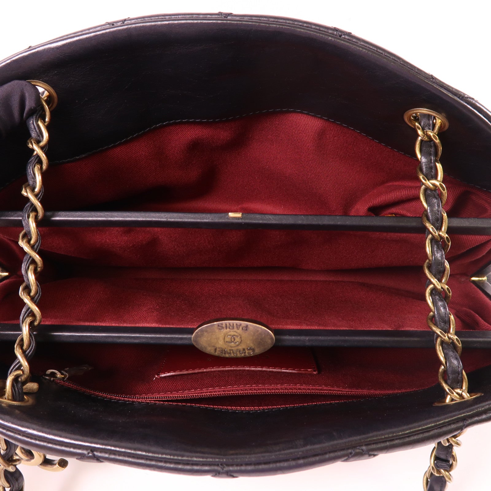 CHANEL 牛皮皮革Chain Shoulder Bag金扣鏈帶肩背袋