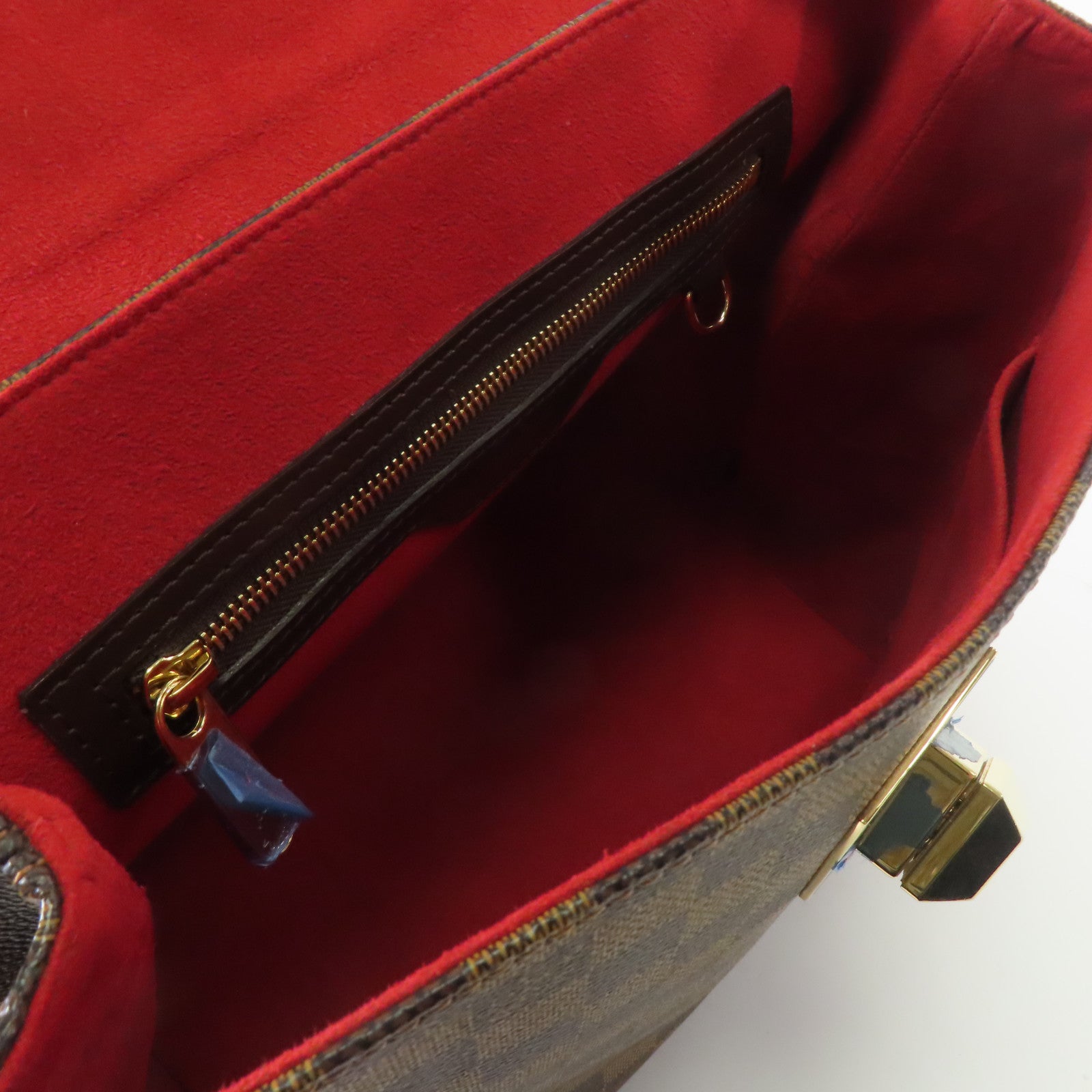 LOUIS VUITTON Damier Bergamo MM金扣手挽袋啡色