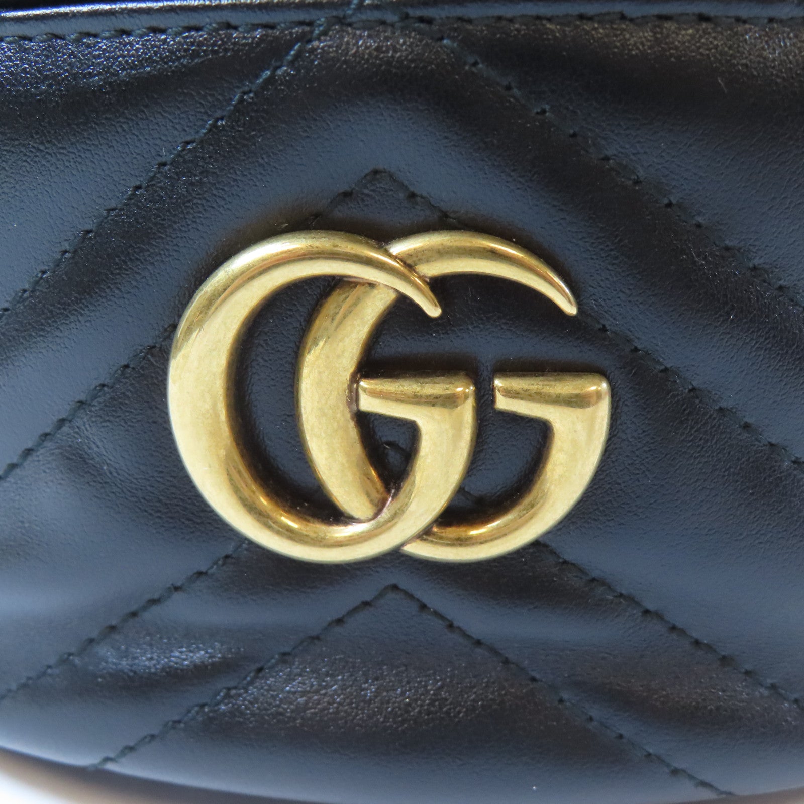 GUCCI 牛皮皮革GG Marmont Backpack金扣背包黑色
