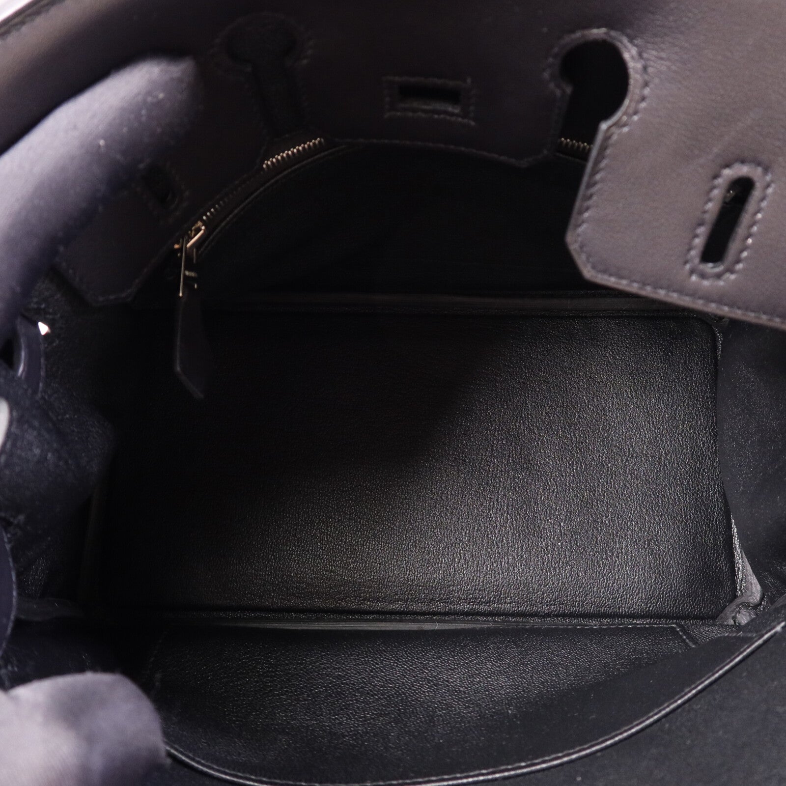 HERMES Volupto皮革Birkin 25銀扣手挽袋Noir