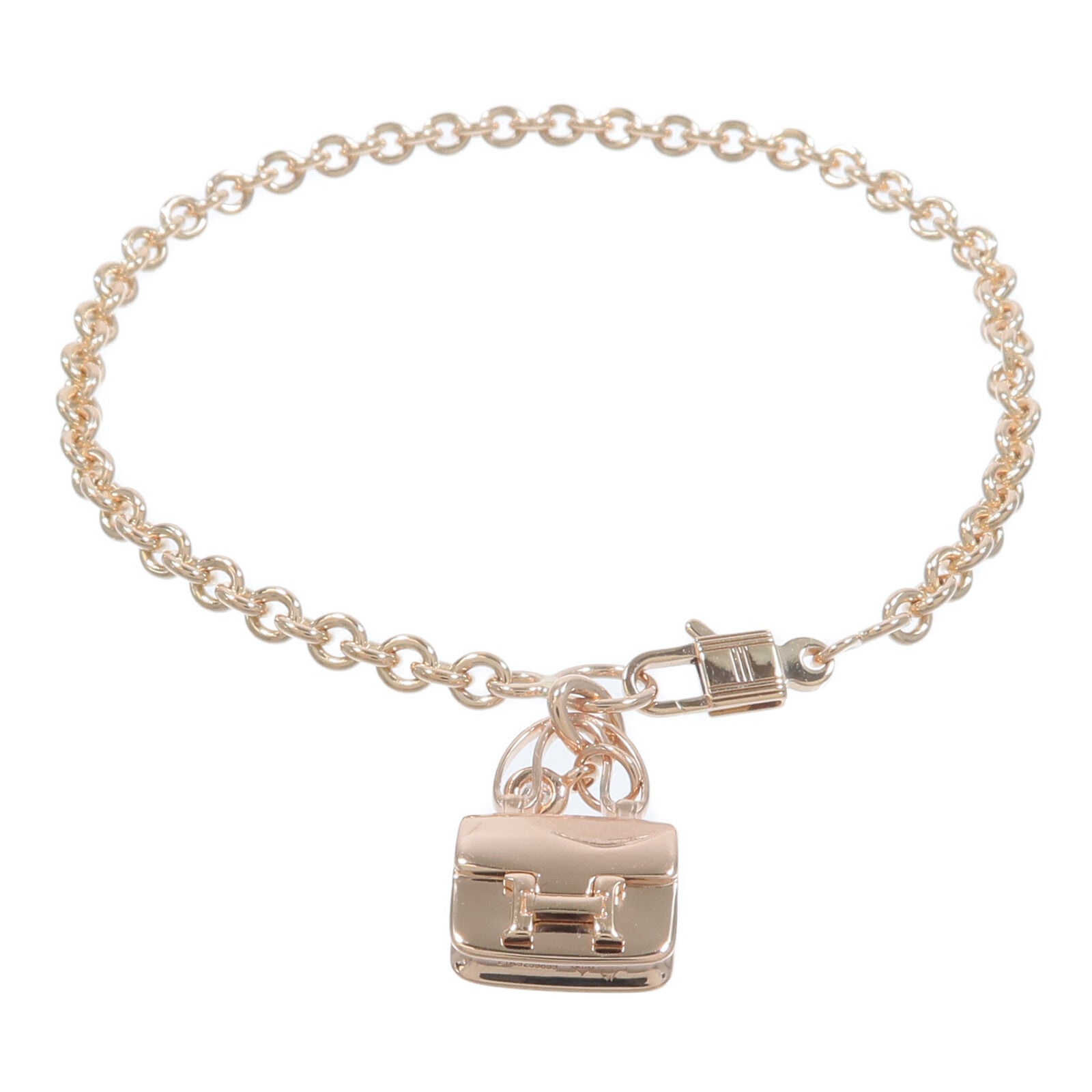 HERMES 18K玫瑰金Amulettes Constance Bracelet鑽石手鏈