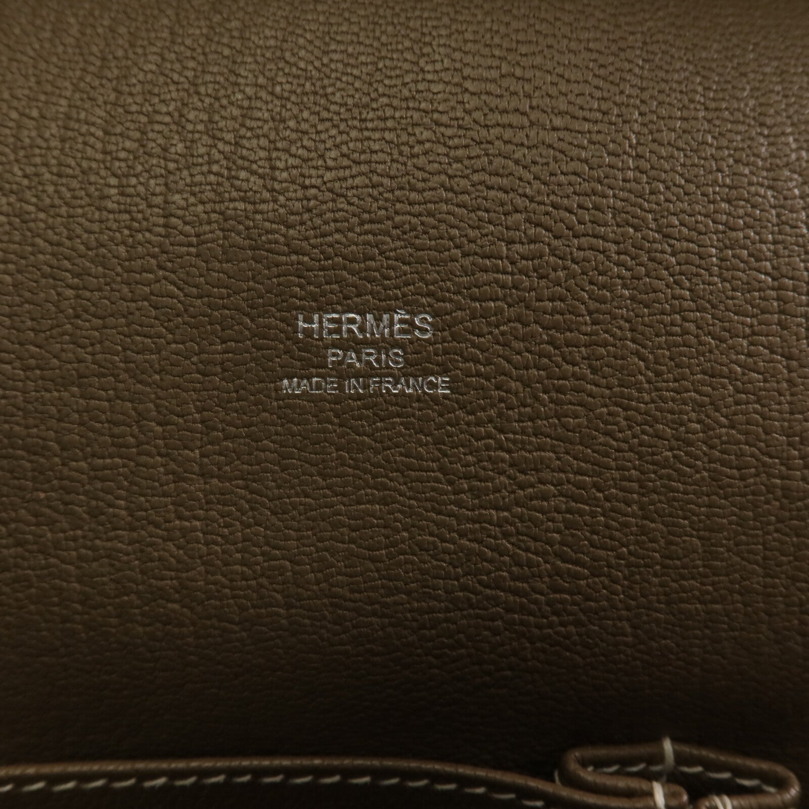 HERMES Togo皮革Jypsiere 28銀扣肩背袋Etoupe