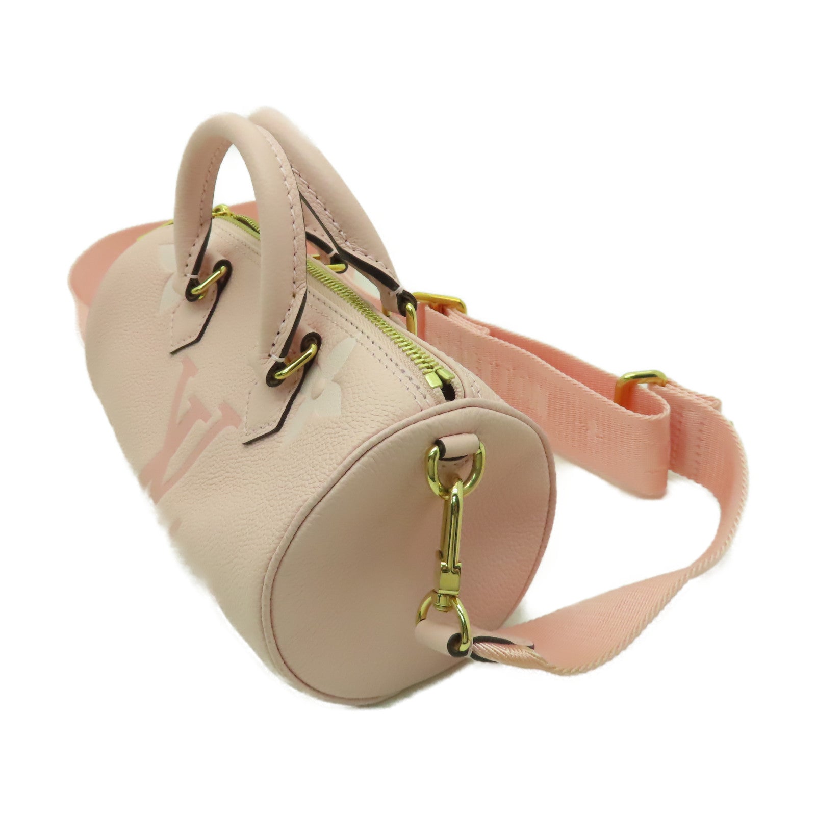 LOUIS VUITTON 【激減優惠】Monogram Empreinte Papillon BB金扣手挽肩背兩用袋粉紅色