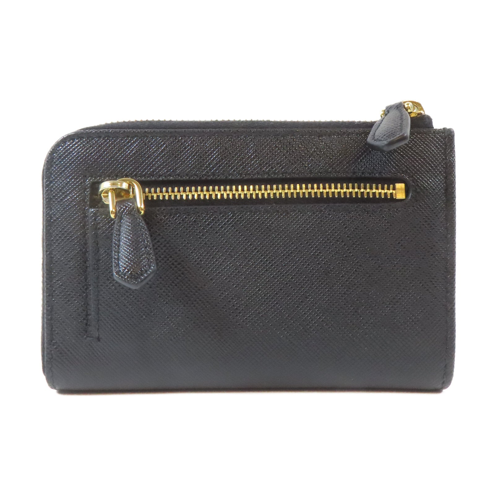 PRADA Saffiano皮革L-Shaped Wallet金扣錢包黑色
