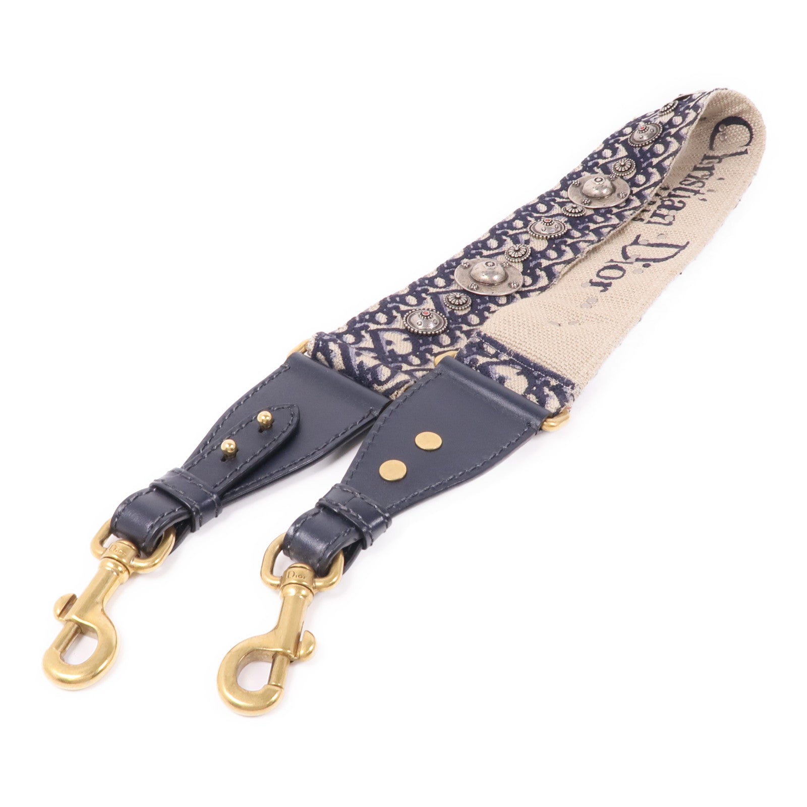 Dior CD GHW Shoulder Strap Canvas Navy Blue