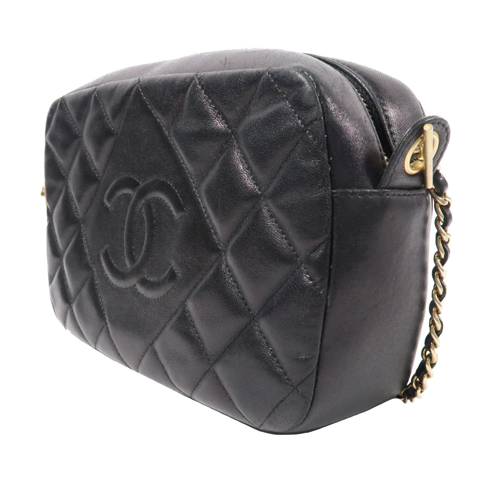 CHANEL 【激減優惠】菱格羊皮皮革Chain Shoulder Bag金扣鏈帶肩背袋黑色