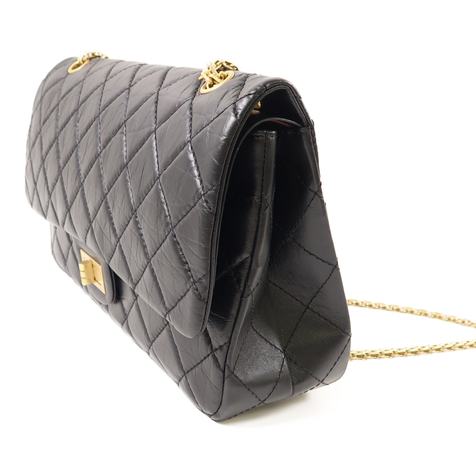 CHANEL 牛皮皮革2.55金扣鏈帶肩背袋
