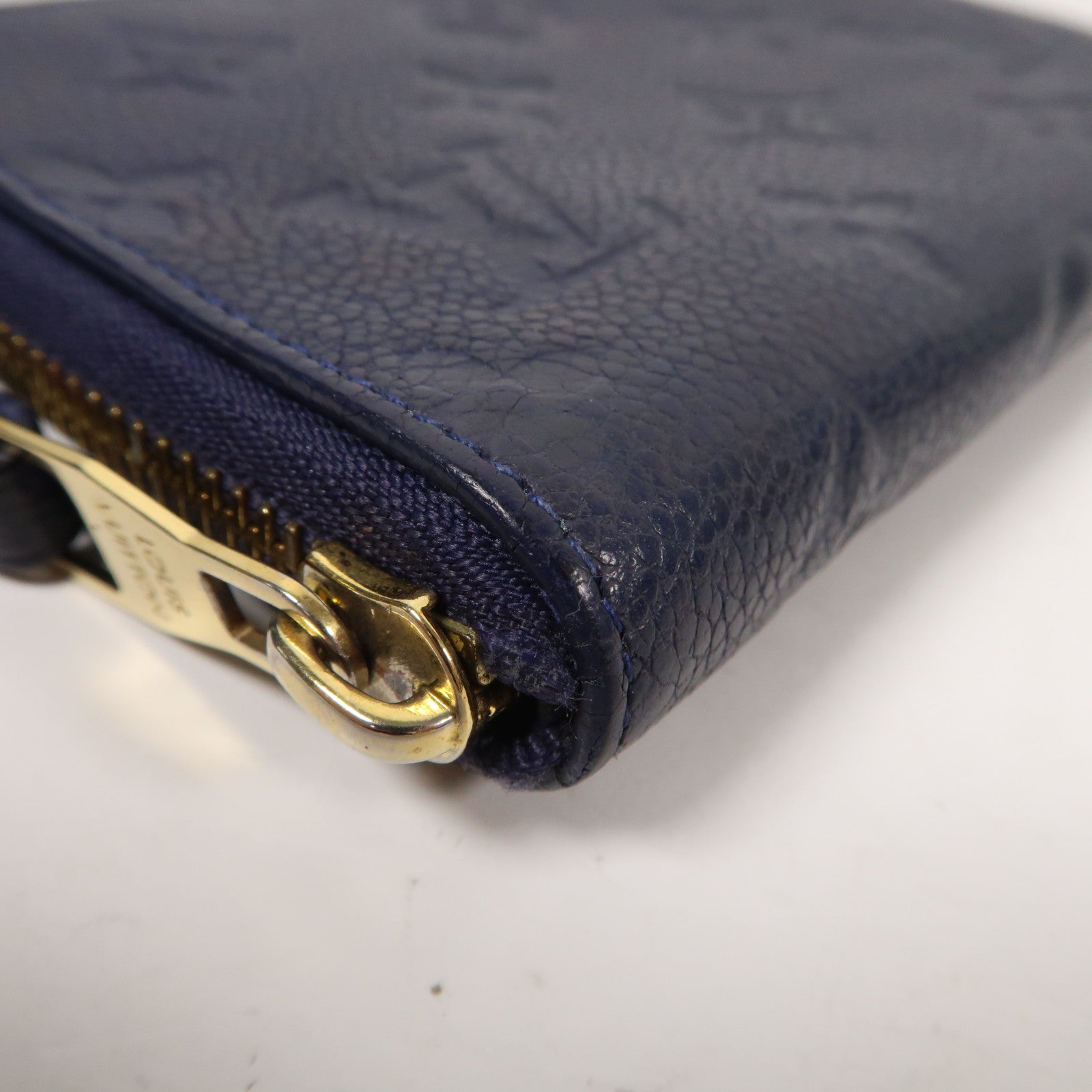 LOUIS VUITTON Monogram Empreinte Secret Compact Wallet金扣拉鍊錢包深藍色