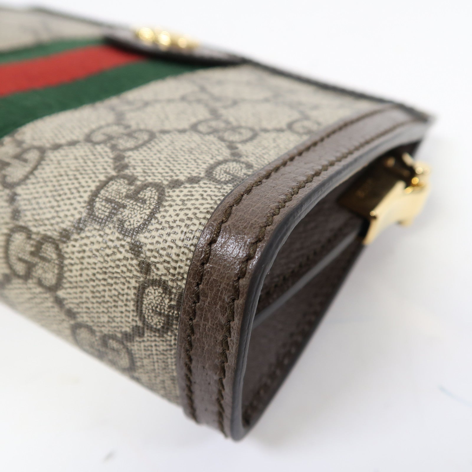 GUCCI 【激減優惠】塗層帆布Ophidia GG金扣鏈帶肩背袋啡色
