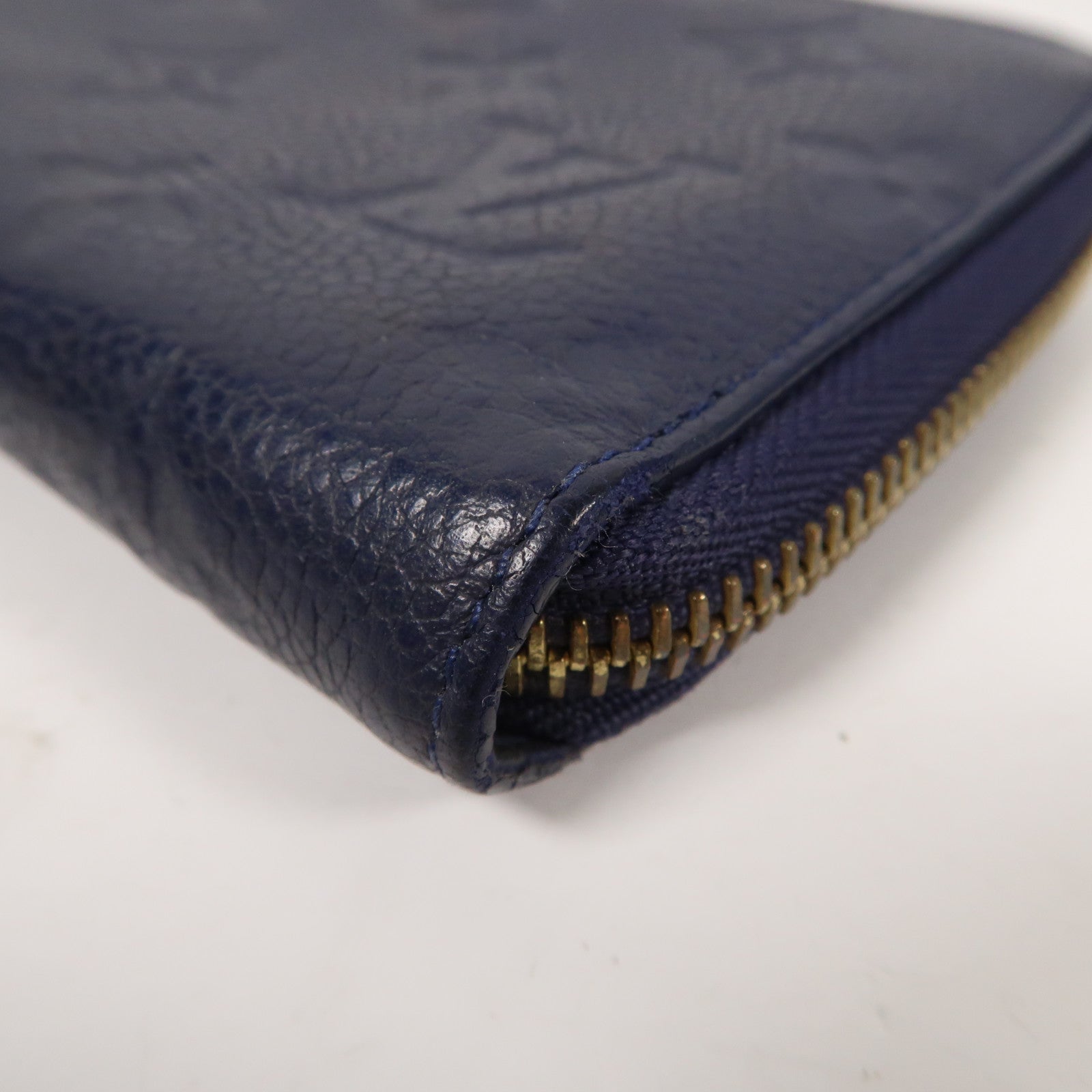 LOUIS VUITTON Monogram Empreinte Secret Compact Wallet金扣拉鍊錢包深藍色