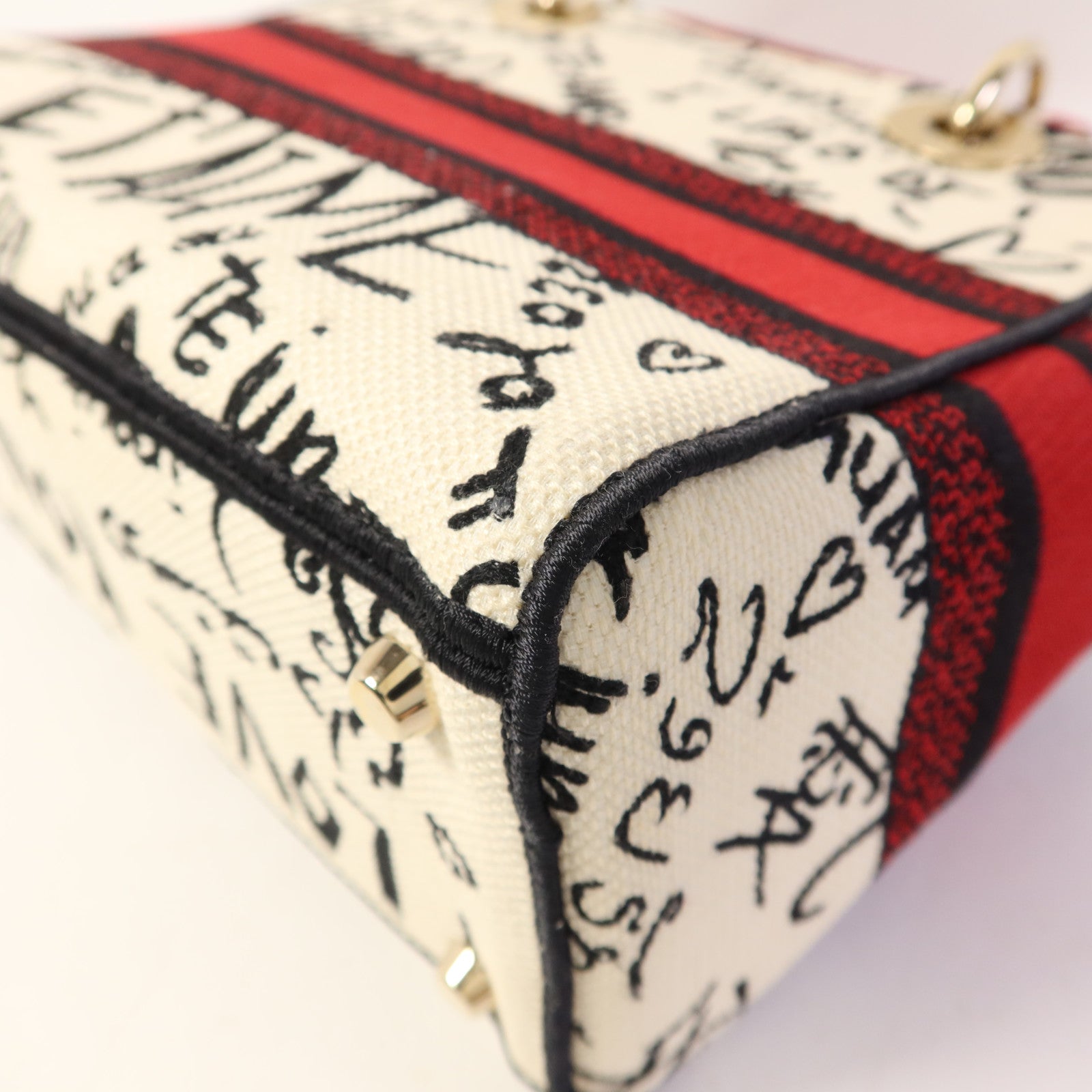 Dior 帆布Lady Dior Medium金扣手挽肩背兩用袋