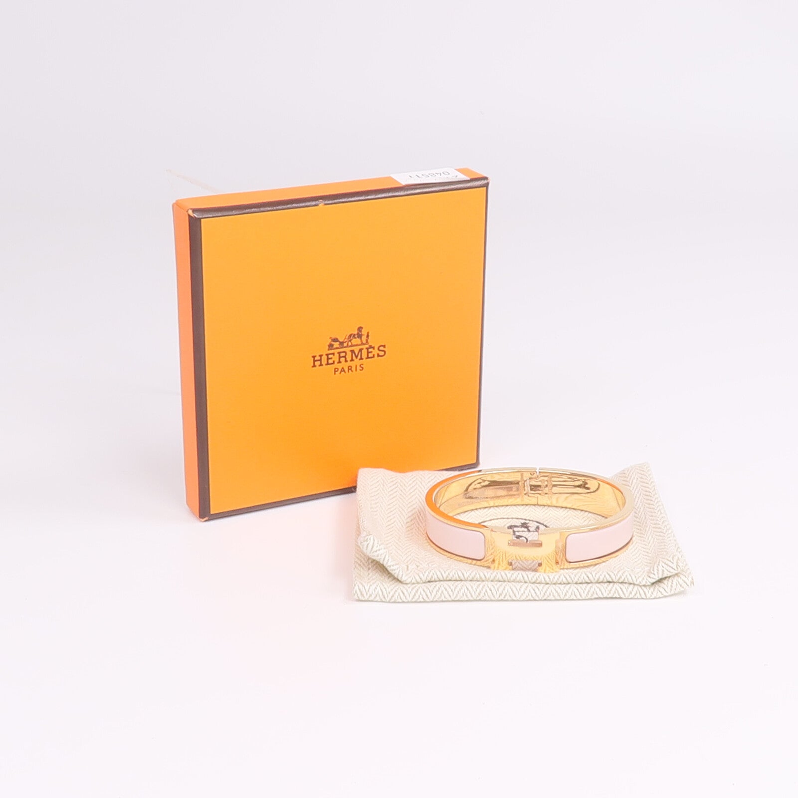 HERMES 金屬/琺瑯Clic H Bracelet手鐲Rose Candeur