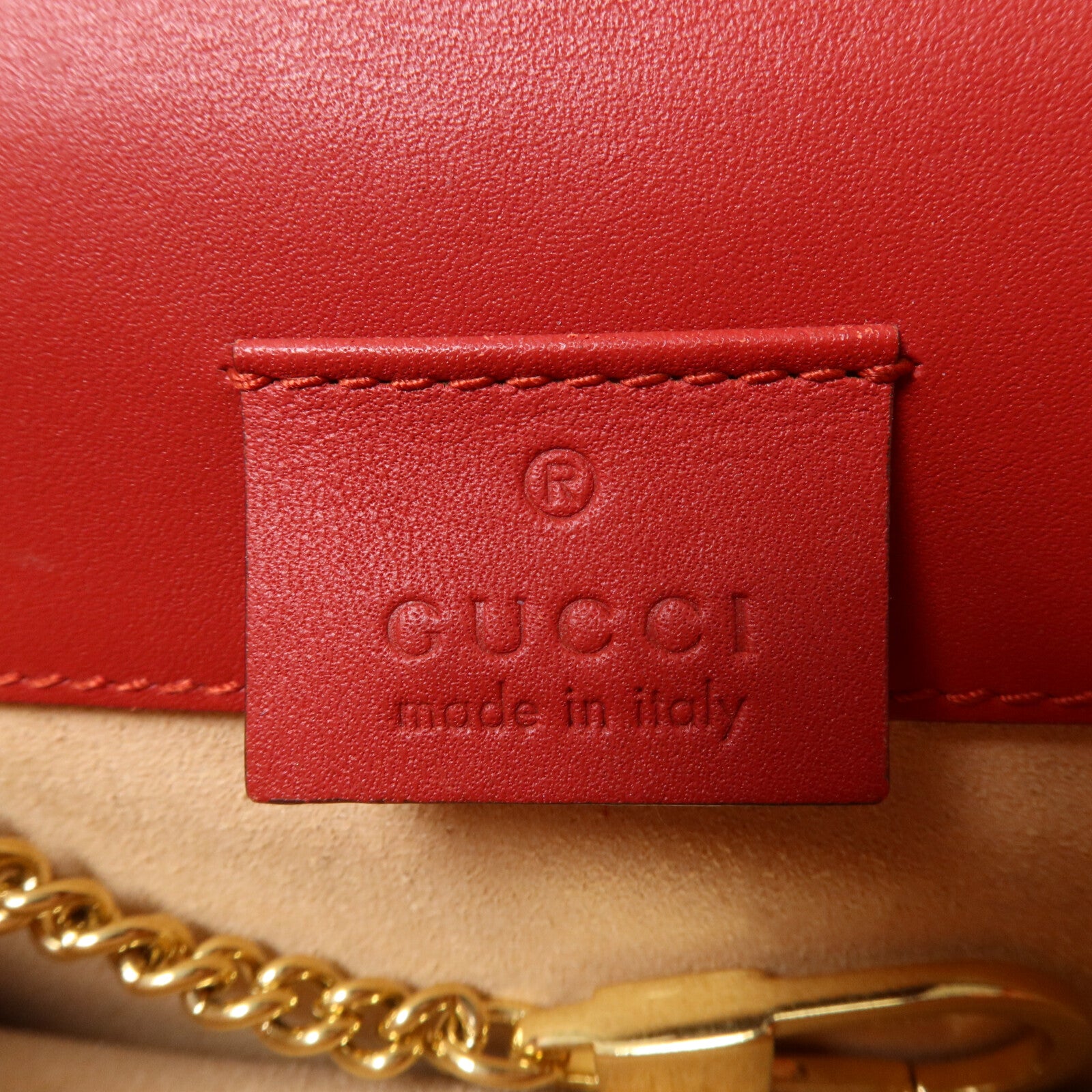 GUCCI 牛皮皮革Sylvie Mini鏈帶肩背袋