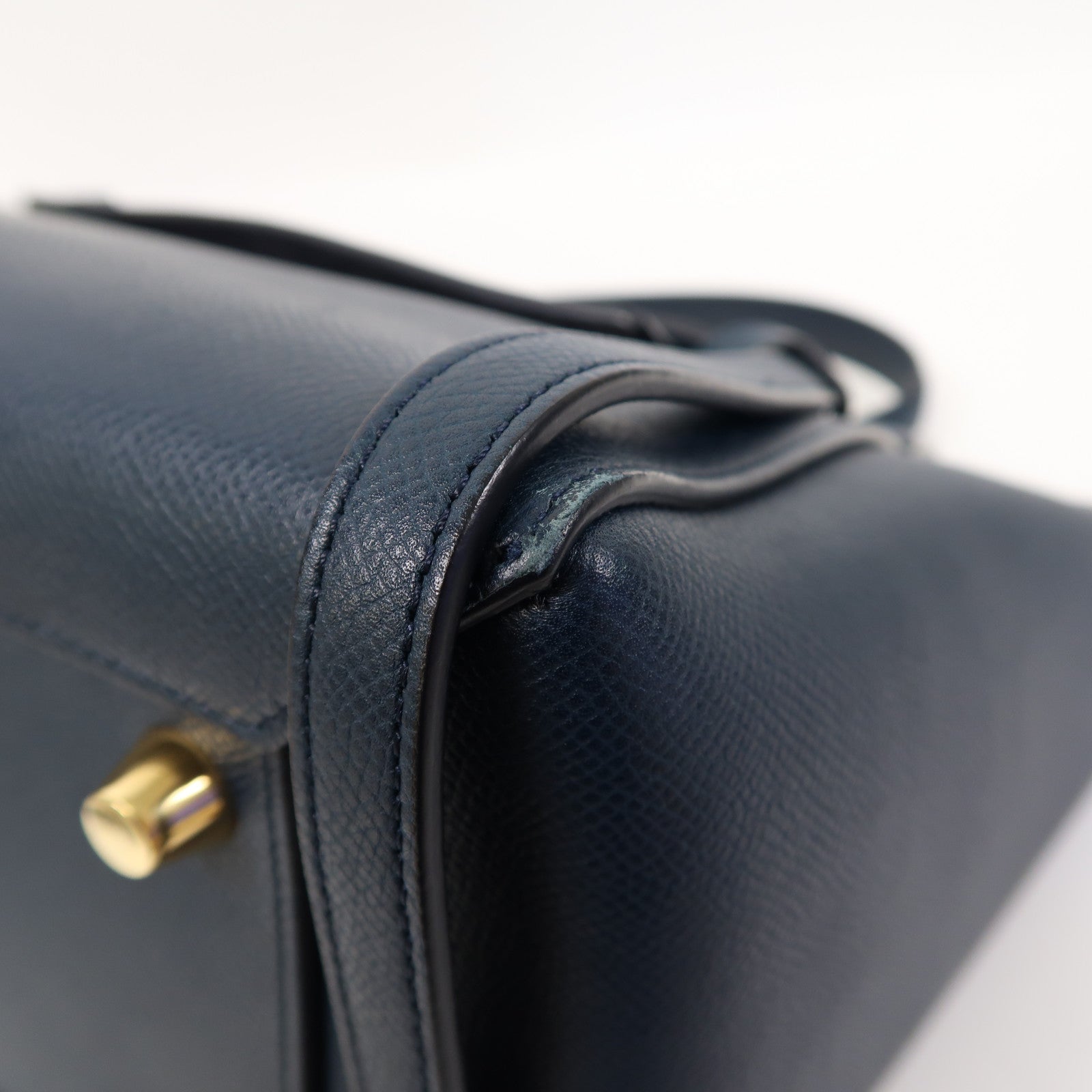 CELINE 牛皮皮革Belt Bag金扣手挽肩背兩用袋藍色